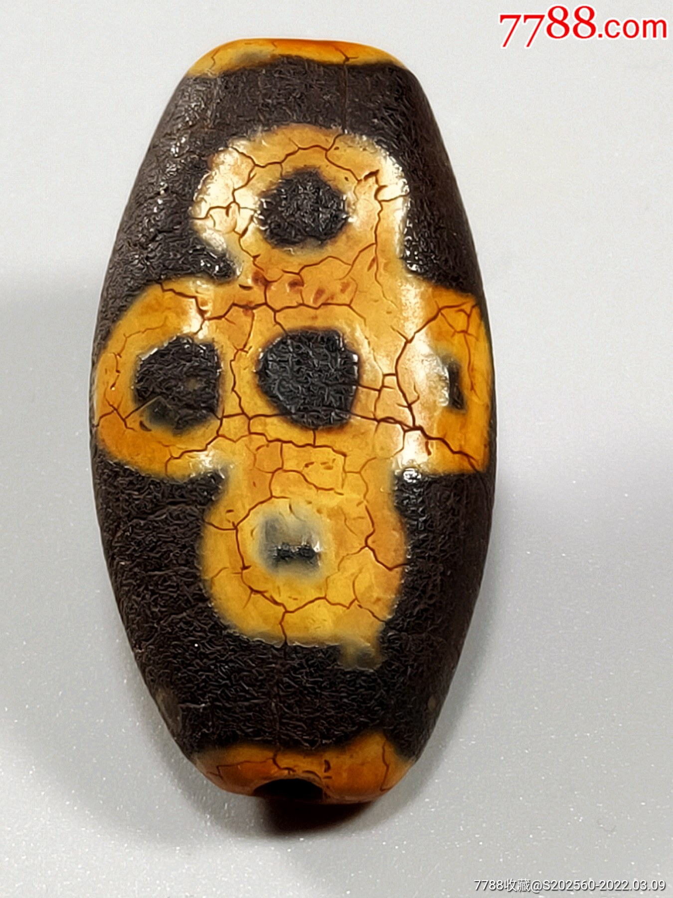 风化包浆五福闪电天珠45008