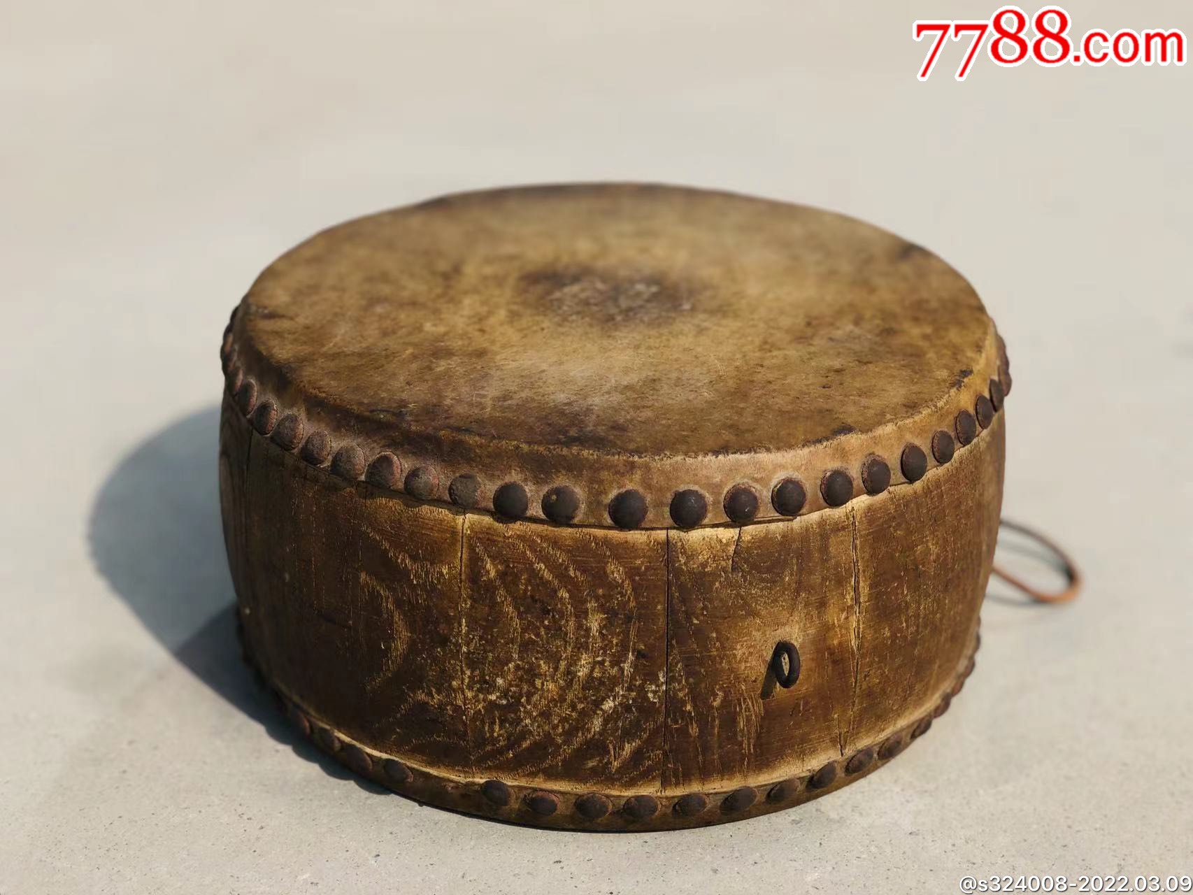 清代牛皮鼓全品完整正常使用