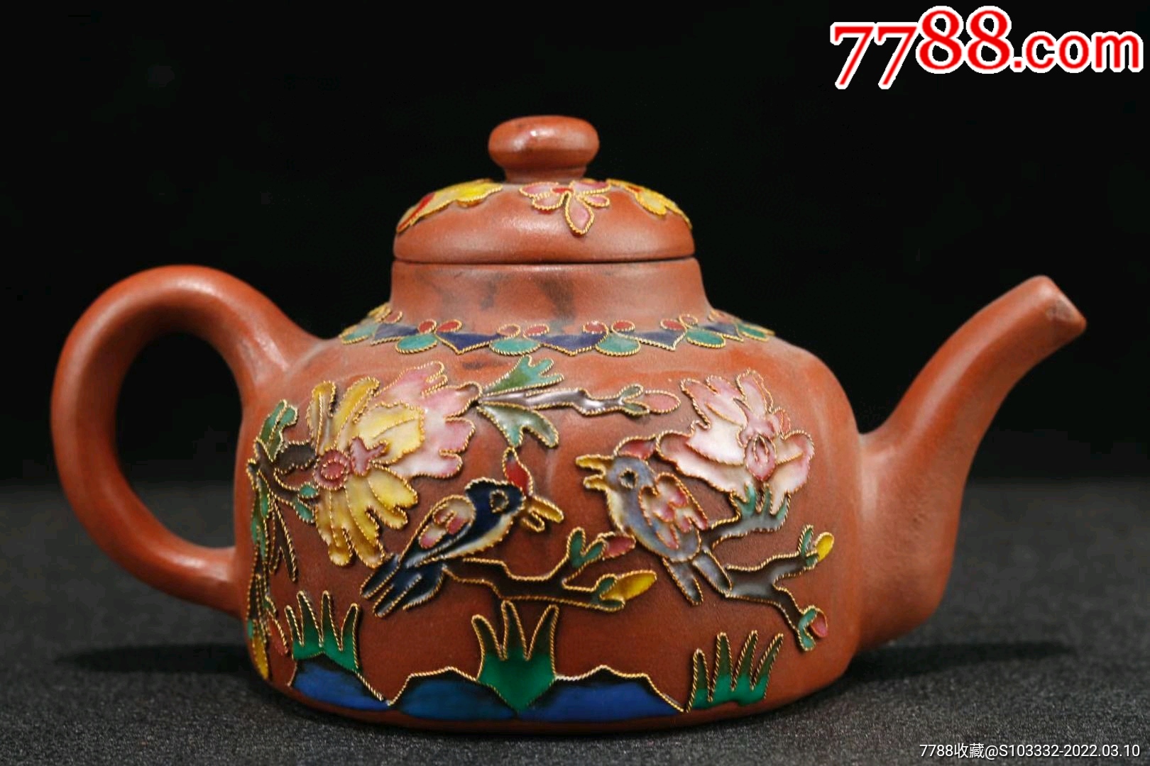 范章恩掐丝"喜鹊枝头"壶高11cm宽19cm-价格:880元-se85817366-紫砂壶