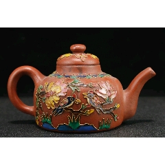 范章恩掐丝"喜鹊枝头"壶高11cm宽19cm-紫砂壶-7788钱币网
