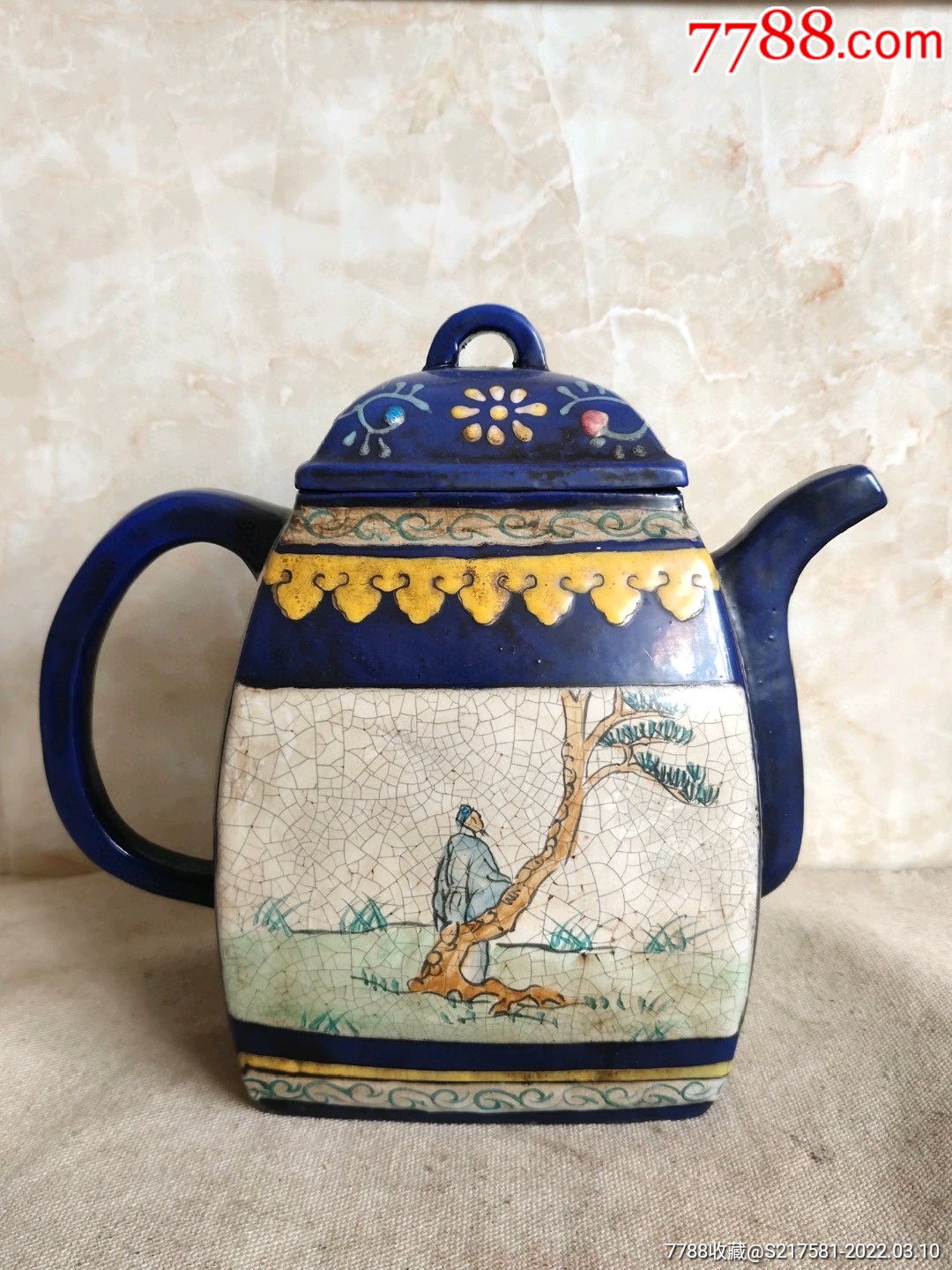 外挂釉彩绘汉方紫砂壶一把全美品正常使用