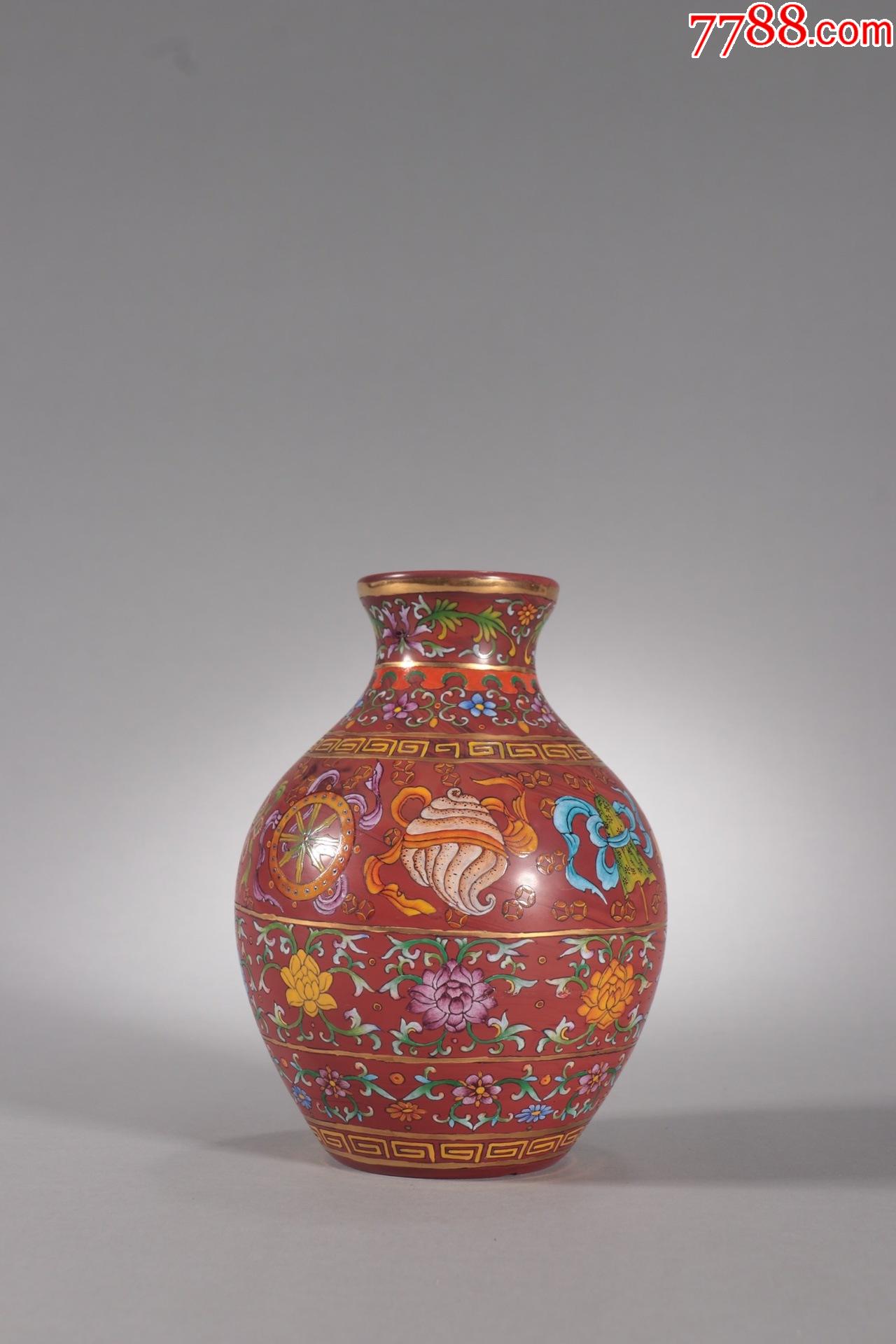 老琉璃彩绘吉祥八宝瓶