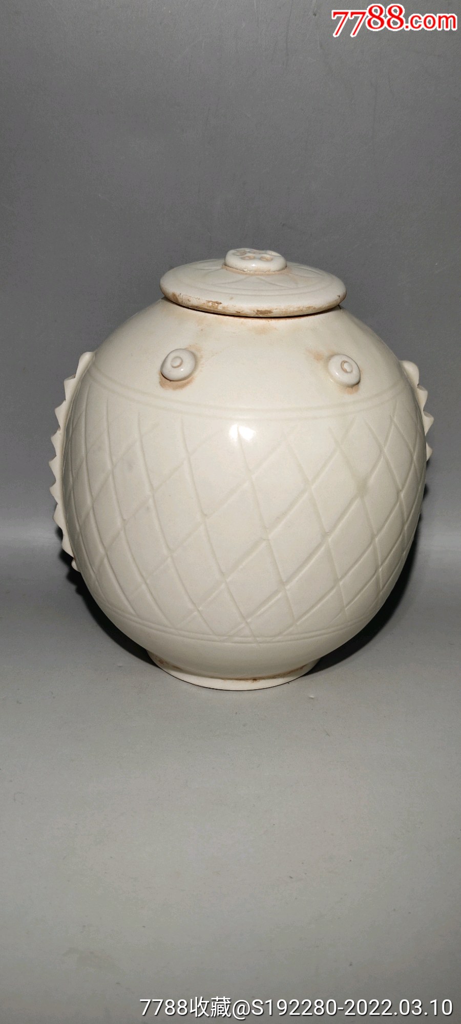 定窑白瓷茶叶罐工艺品直径11cm高13cm