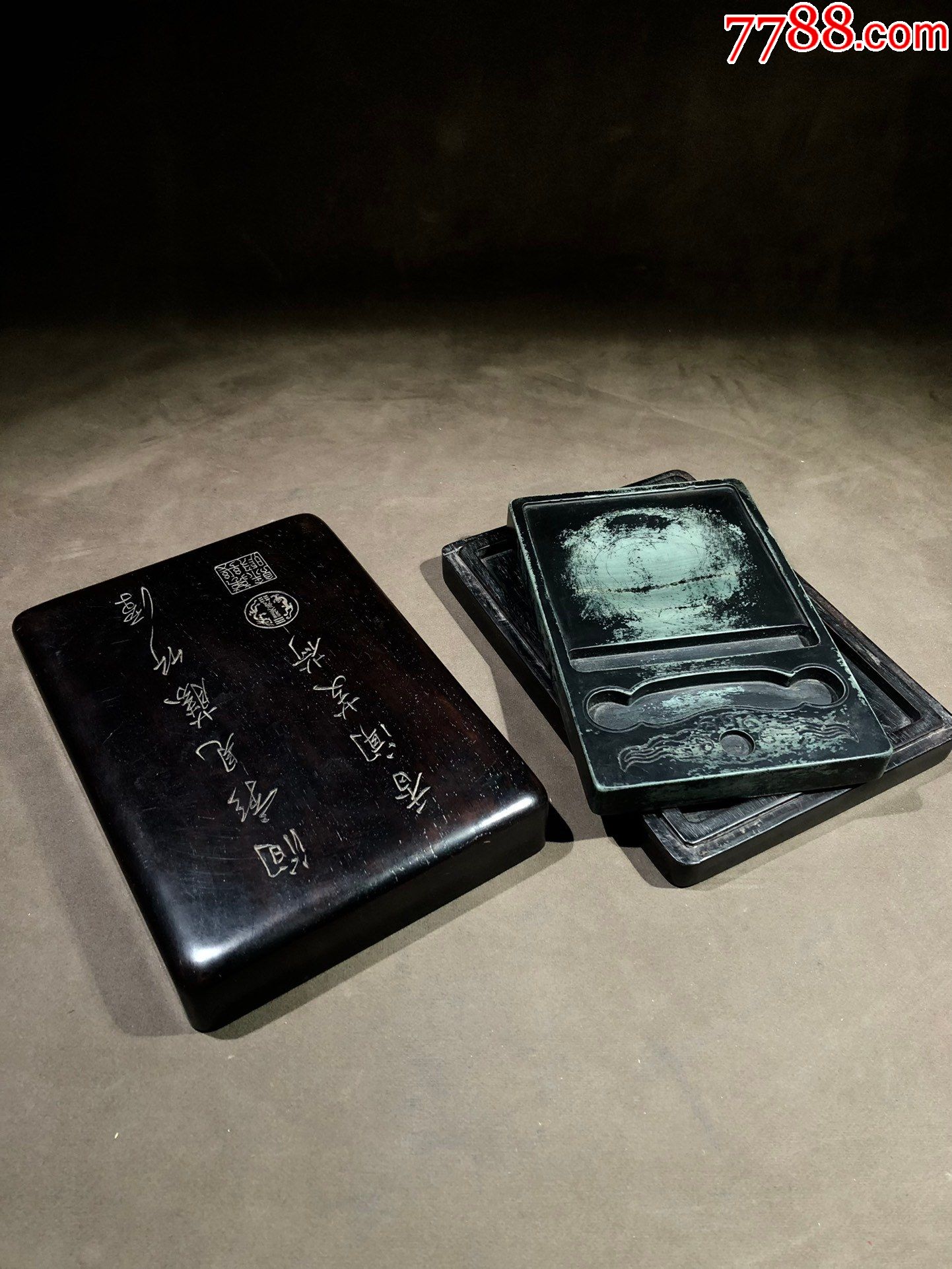 "康熙御名"松花砚带木合_端砚_第1张_7788砚台收藏