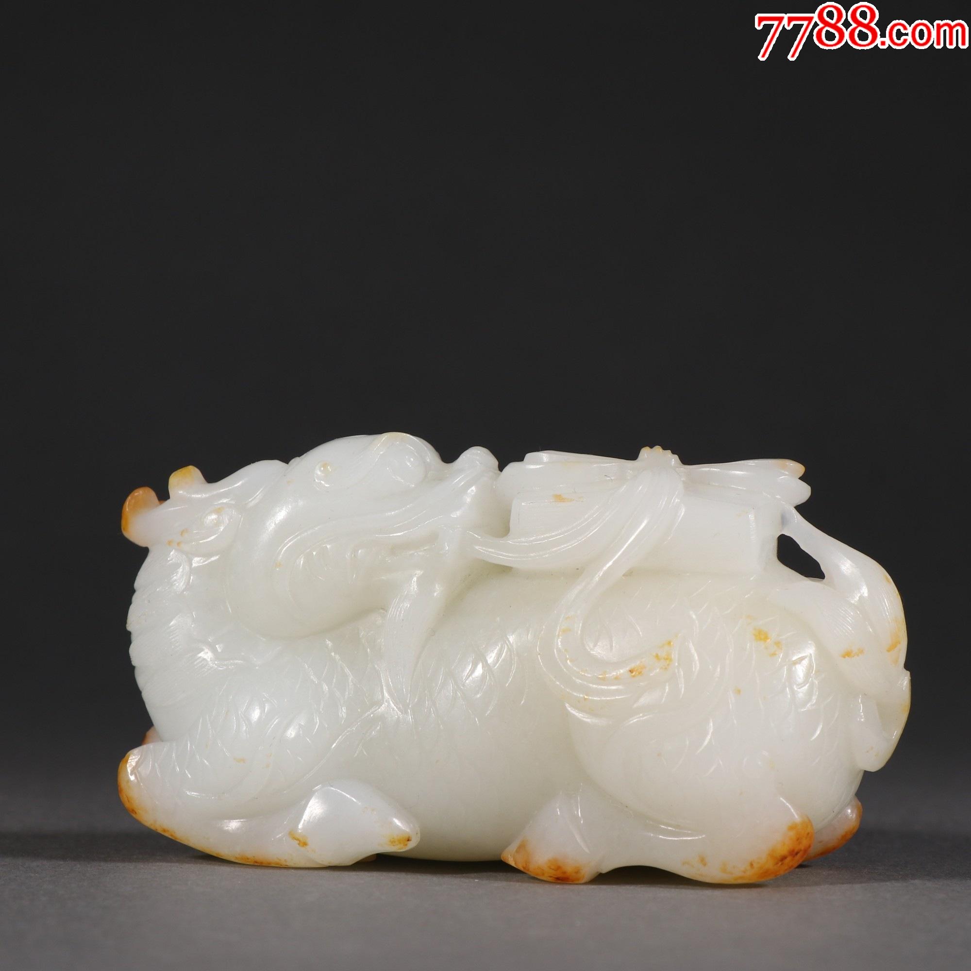 和田玉籽料麒麟送书摆件a21s85f