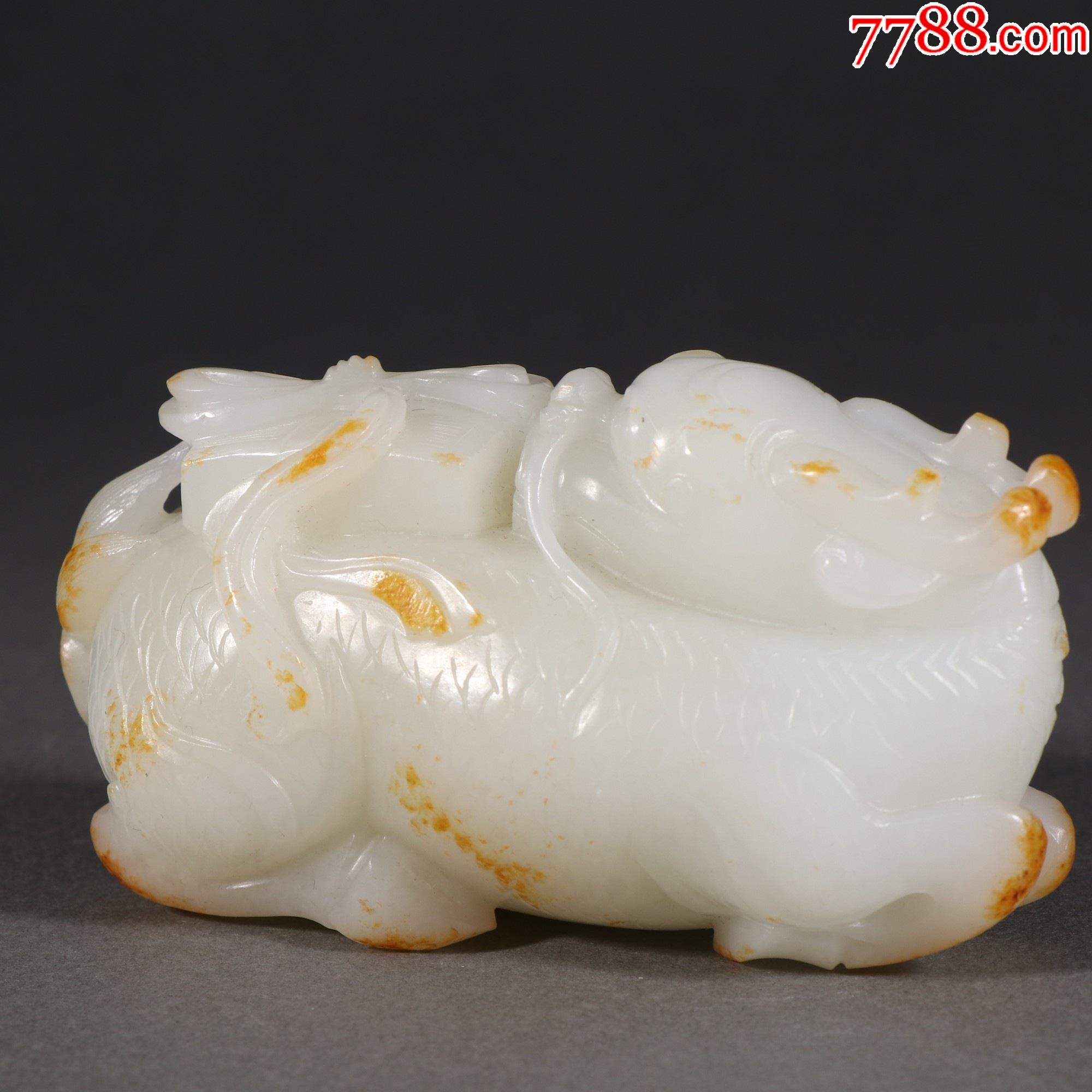 和田玉籽料麒麟送书摆件a21s85f