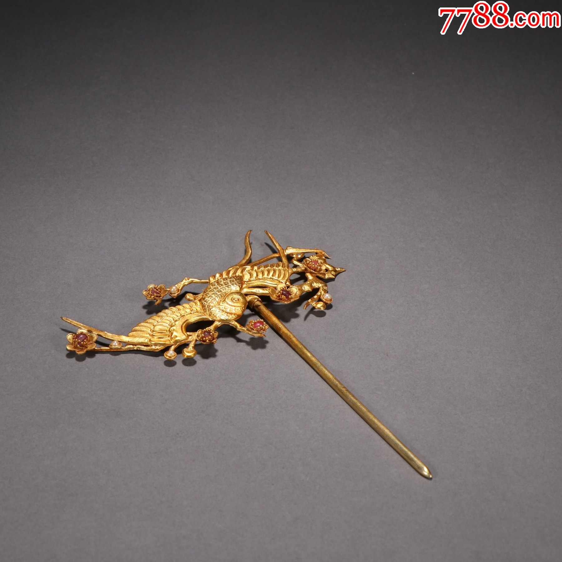 银鎏金喜上眉梢发簪a21s25f_银簪/银钗_图片价格_收藏价值_7788铜锁