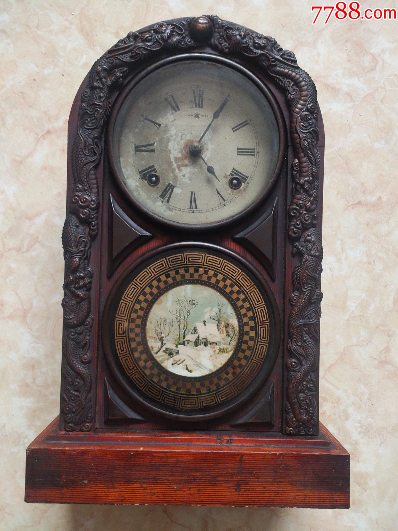 压铅二龙戏珠日本座钟_价格400元_第1张_7788收藏__收藏热线