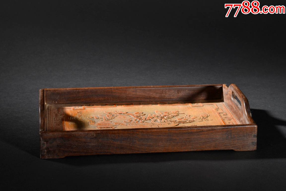 紫檀木镶竹雕茶托盘._价格2600元_第1张_7788收藏__收藏热线