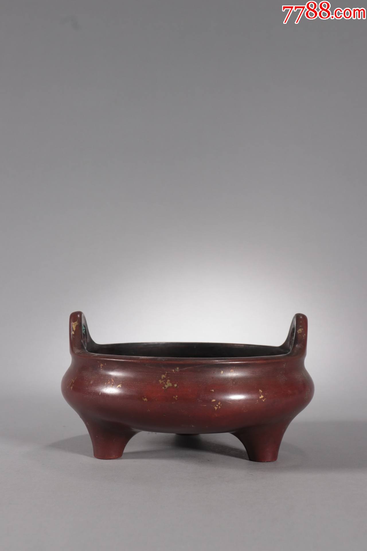 铜洒金双耳三足香炉