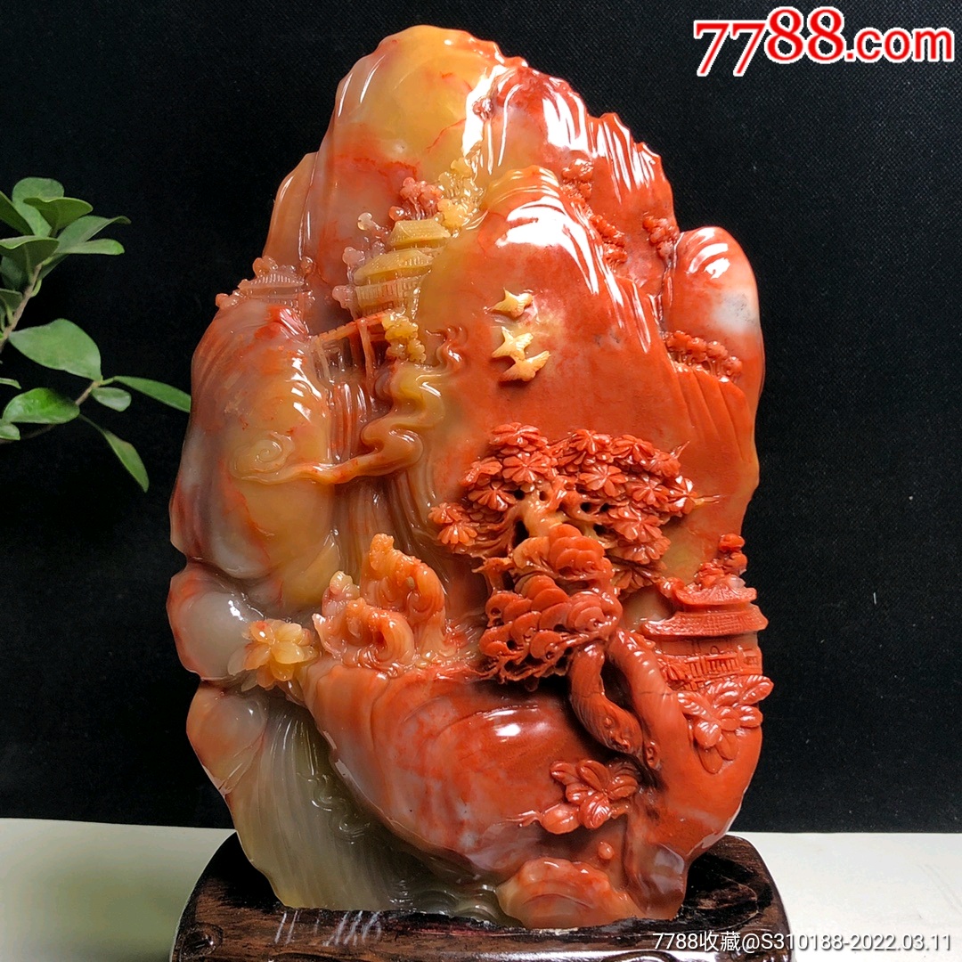 精品寿山石芙蓉石深山访友摆件原石原色纯手工雕刻石质细腻油润雕工