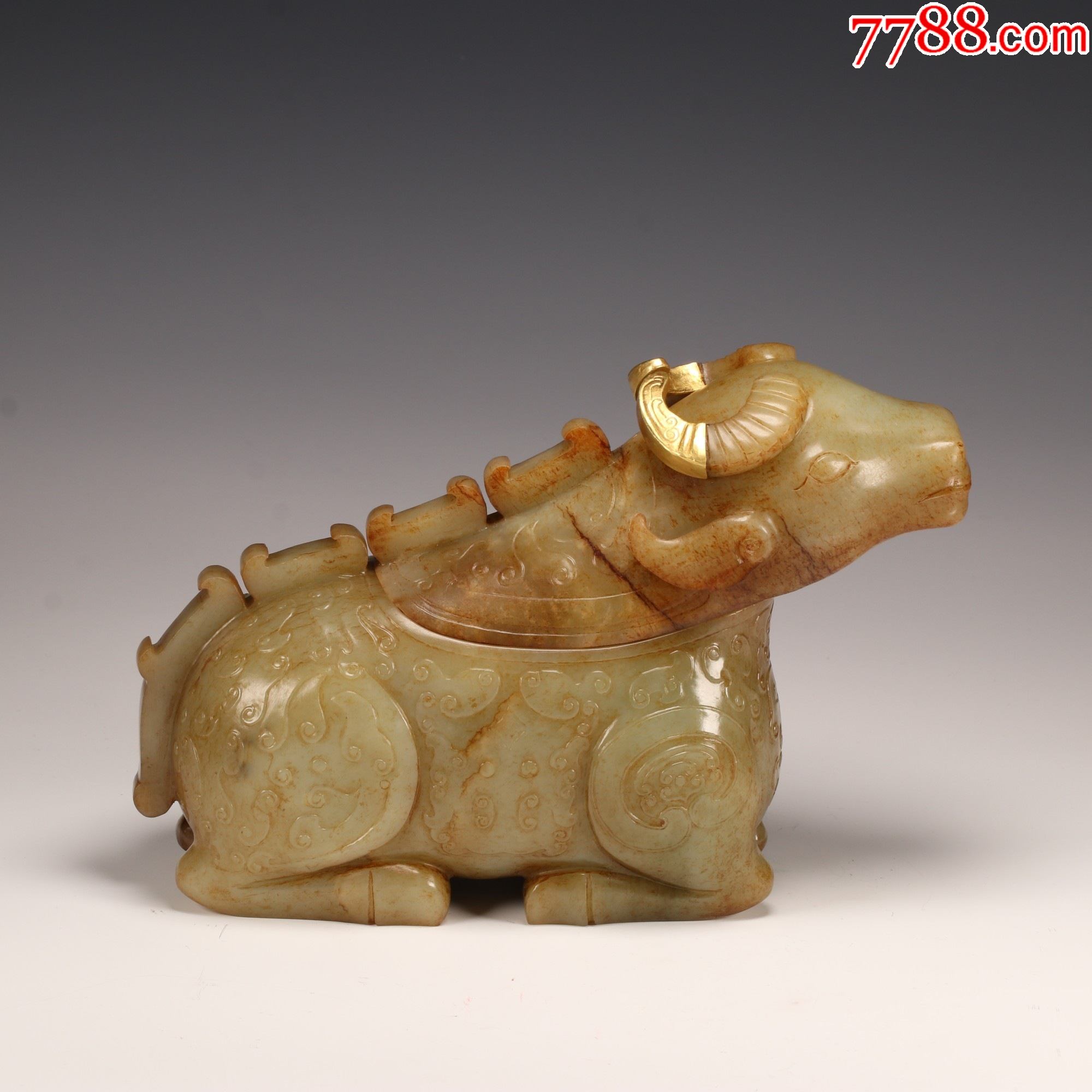 和田玉籽料水丞牛摆件