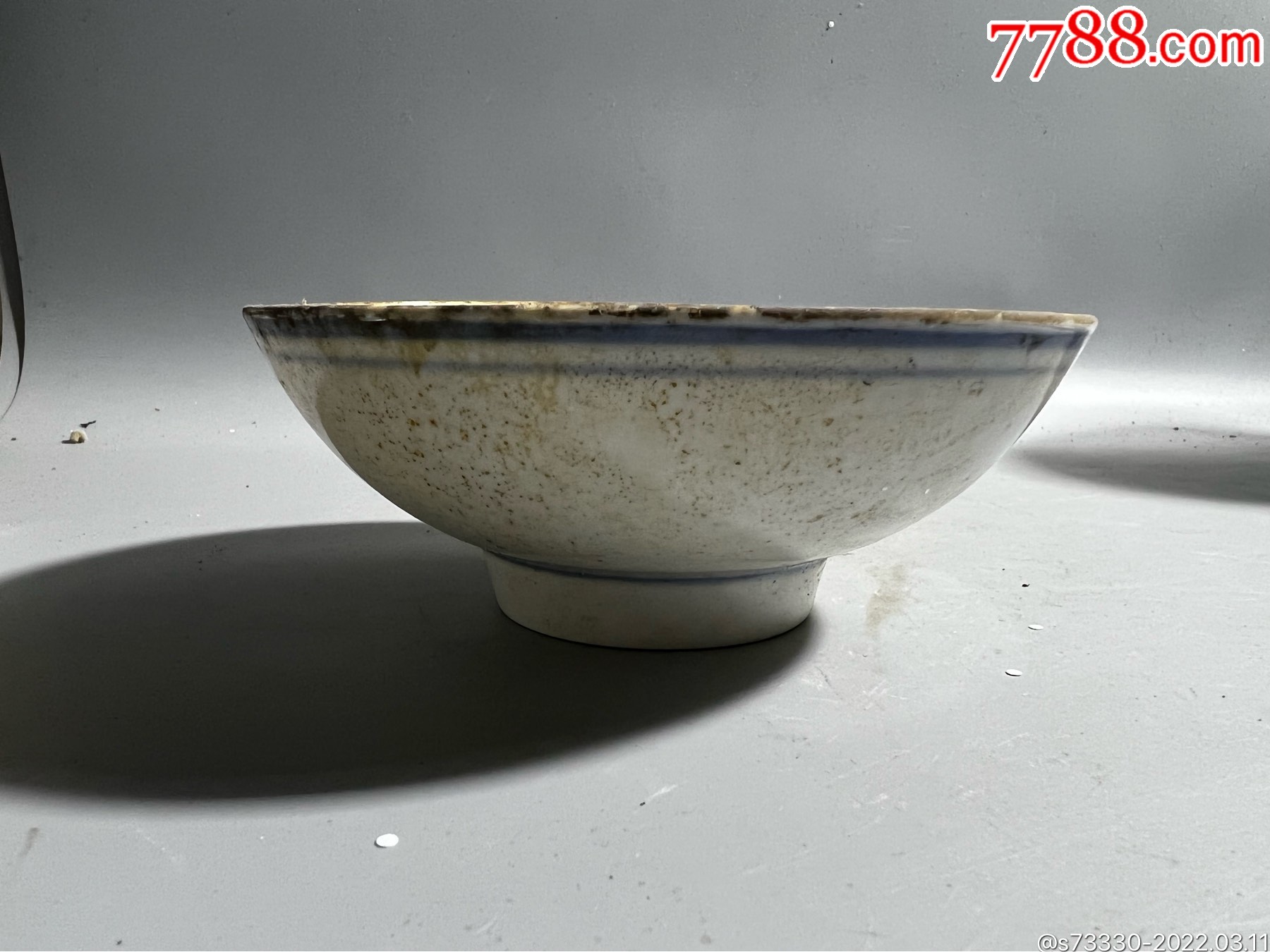 民国时期,高足蓝边小碗一只2_价格35元【专注寡妇二十年】_第1张_7788