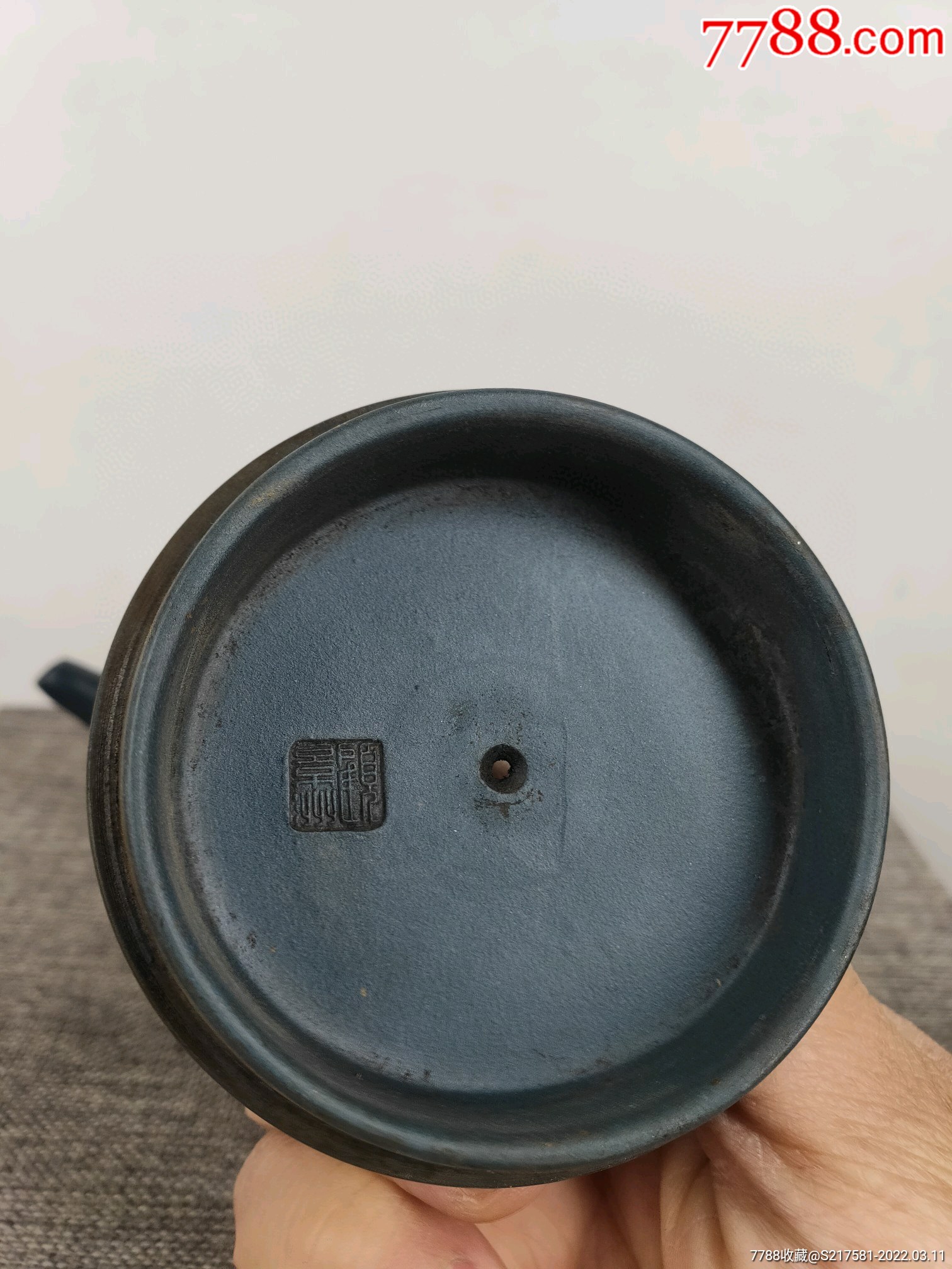 民间收到民藏顾景洲曼晞陶艺底款顾景洲盖款绿泥老紫砂壶一把包浆醇