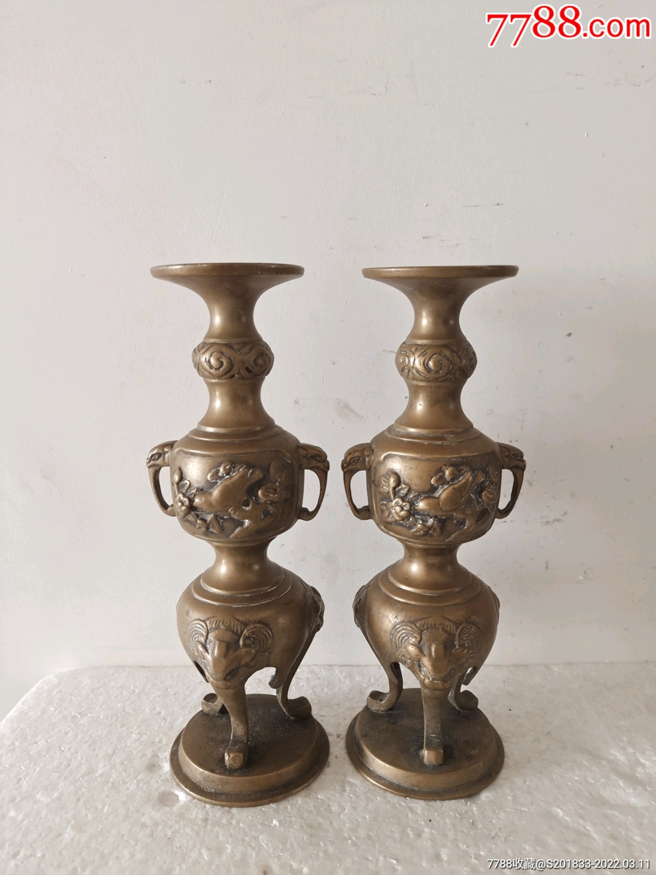 铜灯台一对