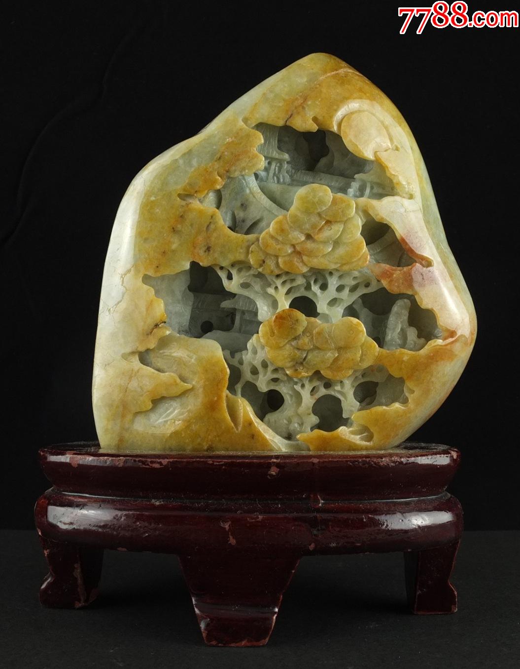 海外回流天然巧雕天然翡翠山子摆件