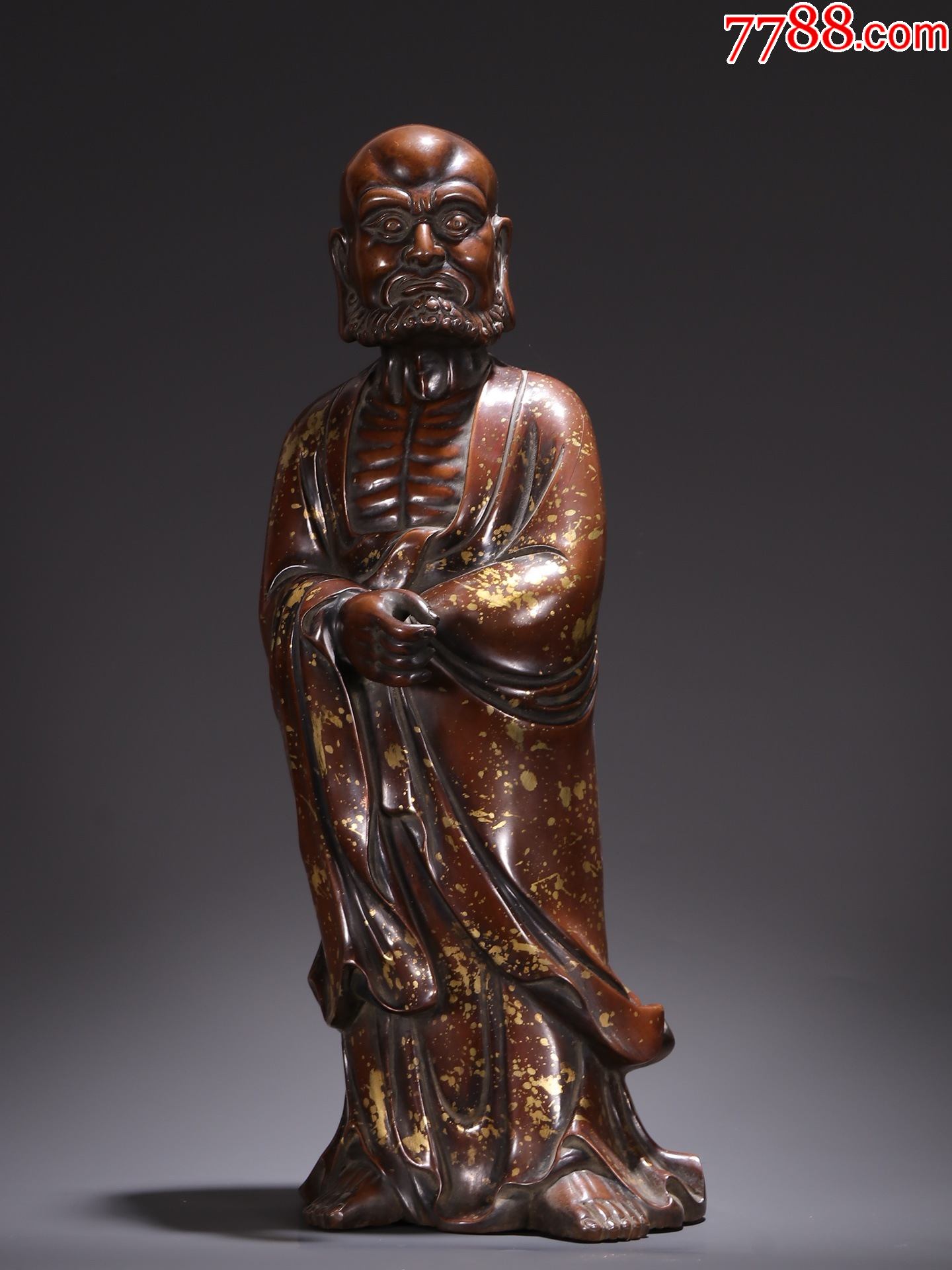 铜点金达摩造像