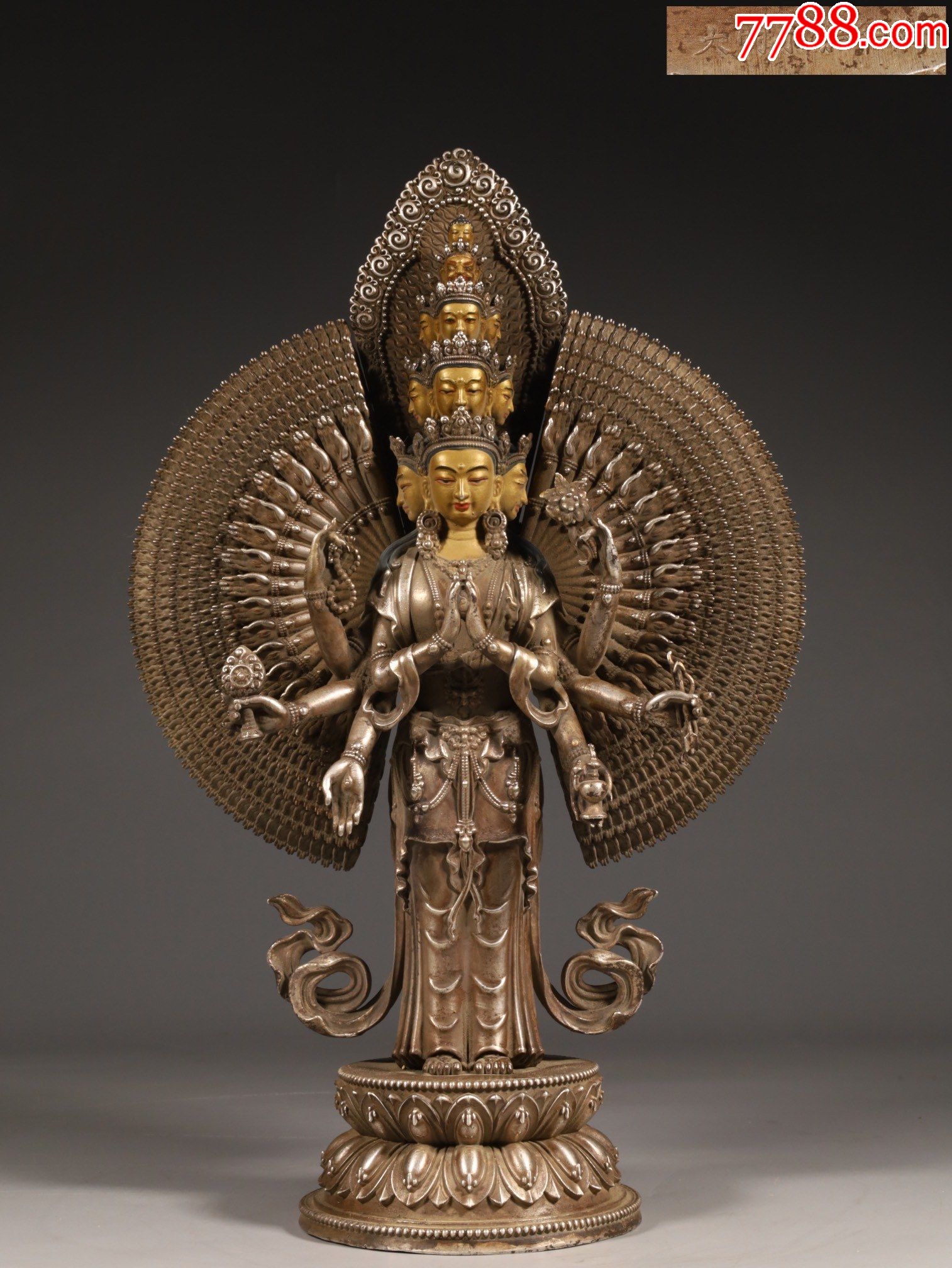 银鎏金千手观音立像a84s280f-价格:32000元-se85867416-铜像/铜佛像