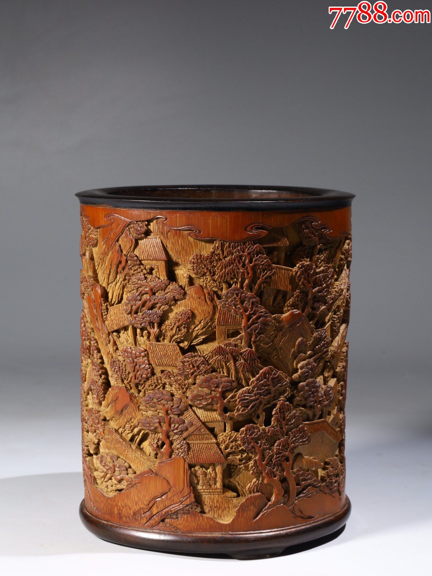 竹雕山水风景人物故事笔筒