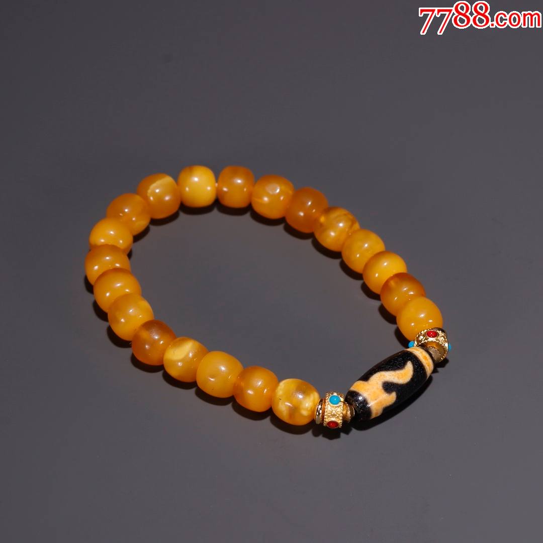 蜜蜡配天珠手串