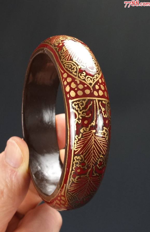 海外回流描金漆器手镯