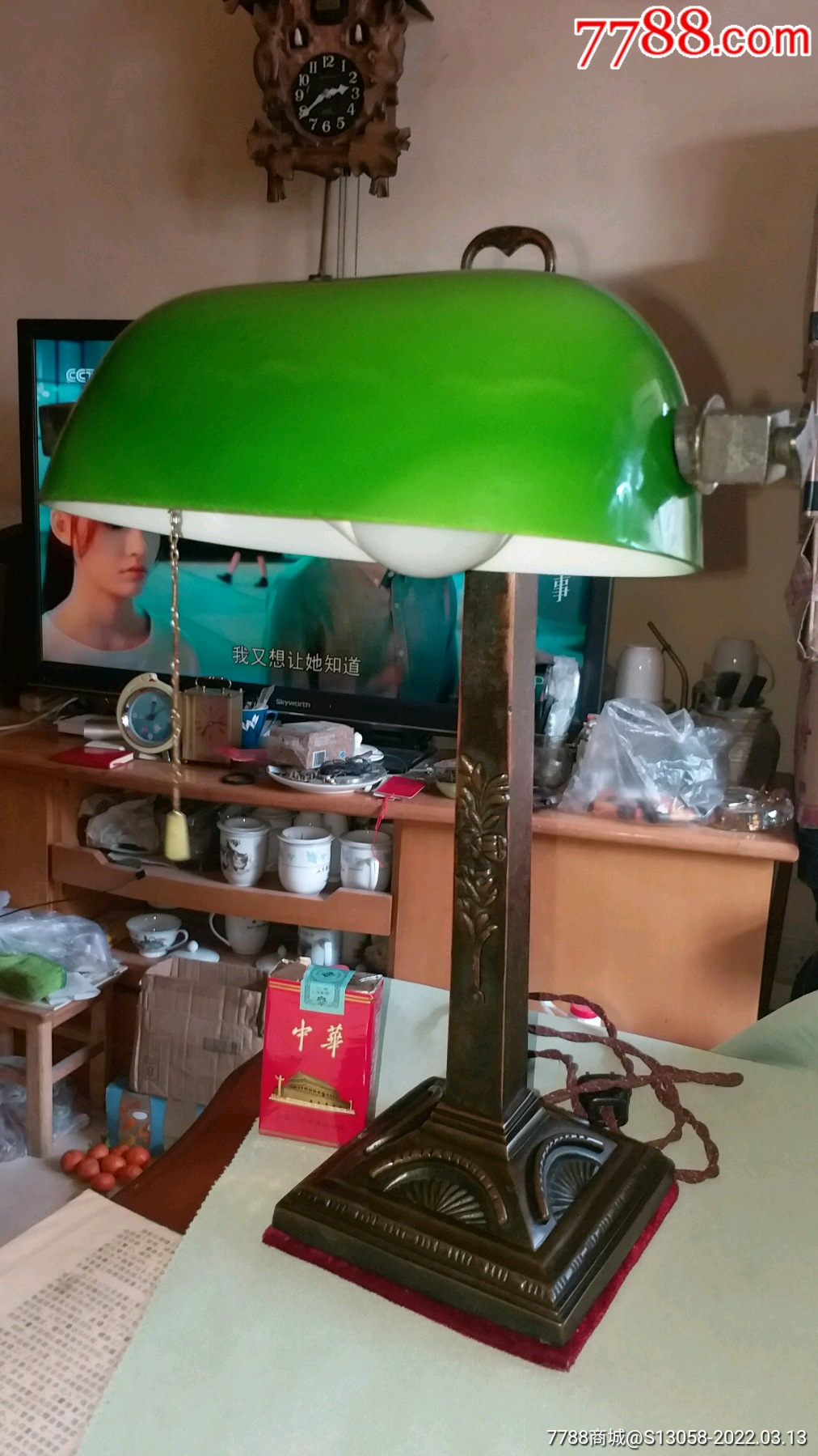 美品民国洋行高等级铸铜绿罩台灯