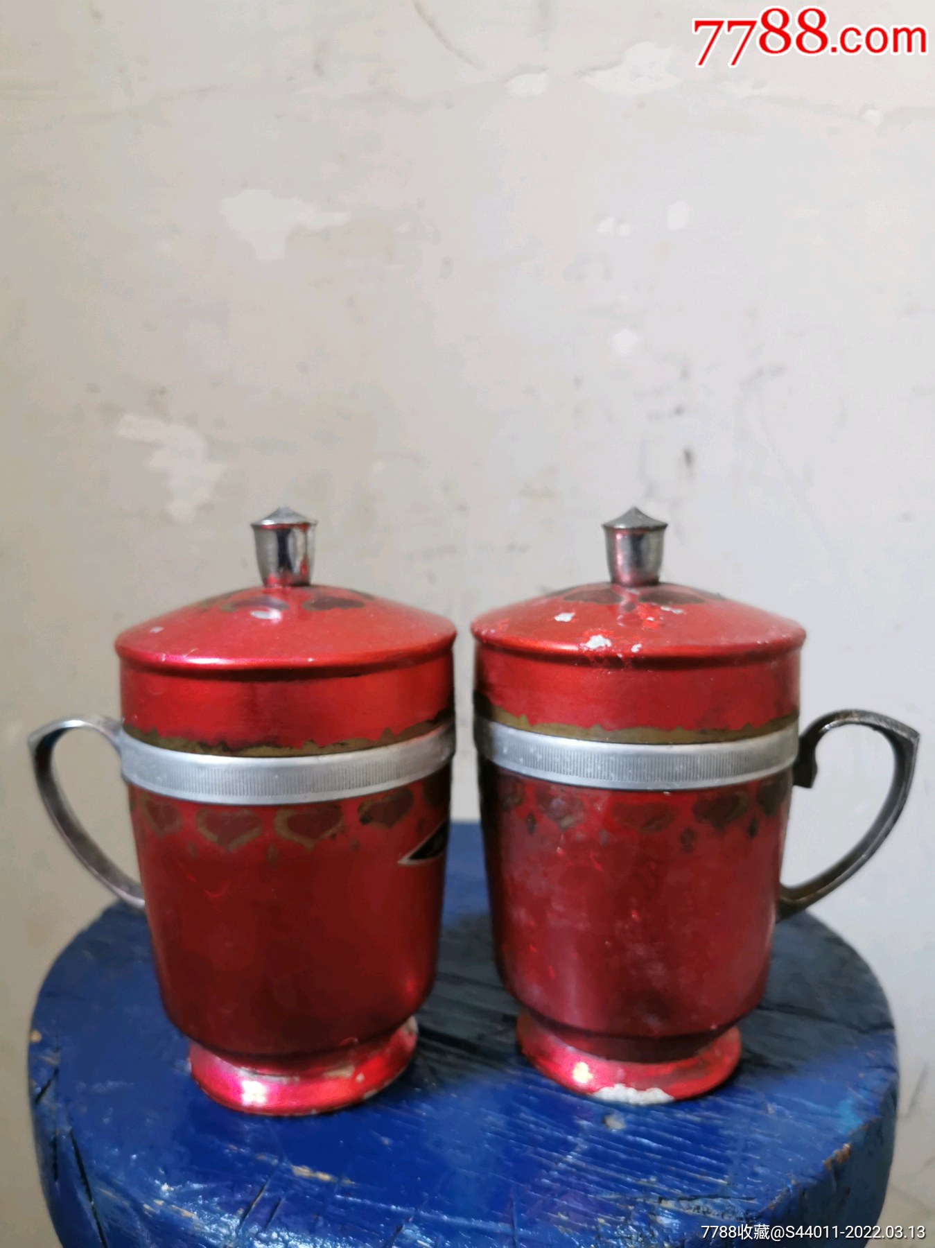 八十年代保温杯一对铝外壳带内胆