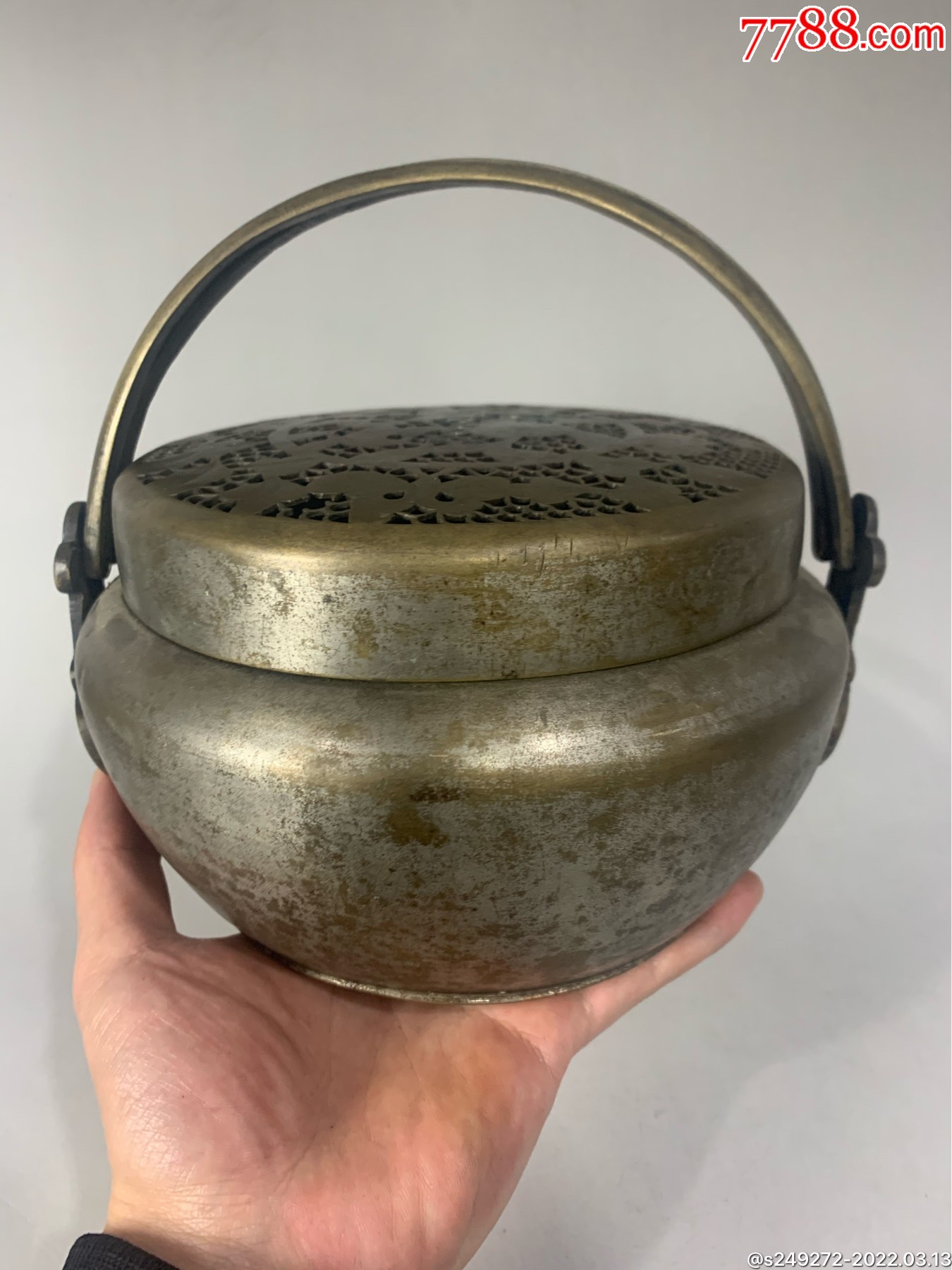 清代鎏银铜手炉-价格:2300元-se85890428-铜炉-零售-7788奇石收藏