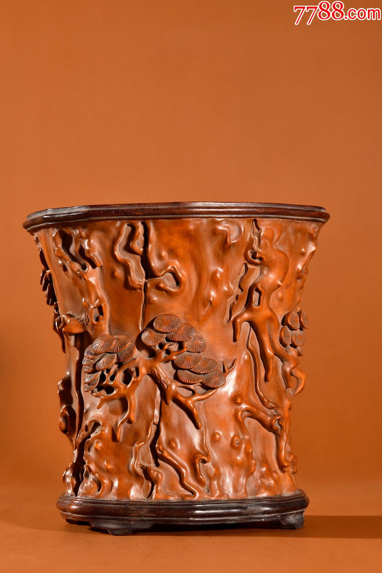 黄杨木松鹤延年文房笔筒._价格5800元_第1张_7788收藏__收藏热线