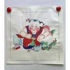 80-90年代木版套色并手工上色杨柳青年画《童戏图》3