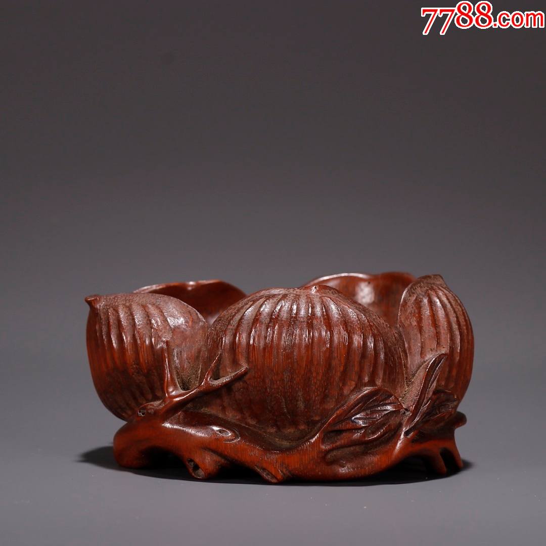 老竹雕莲花笔洗