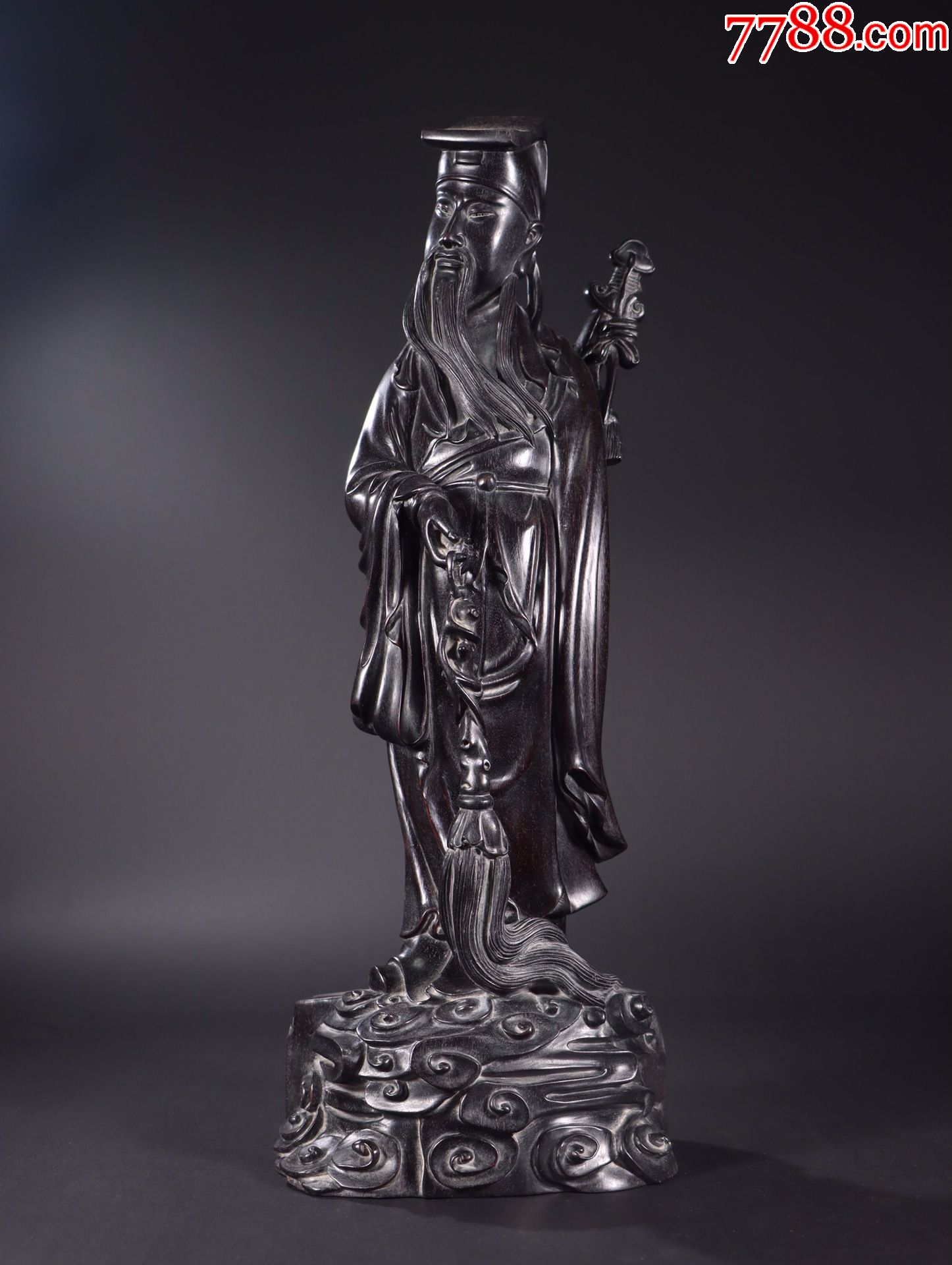 藏家让藏紫檀木吕洞宾立像摆件