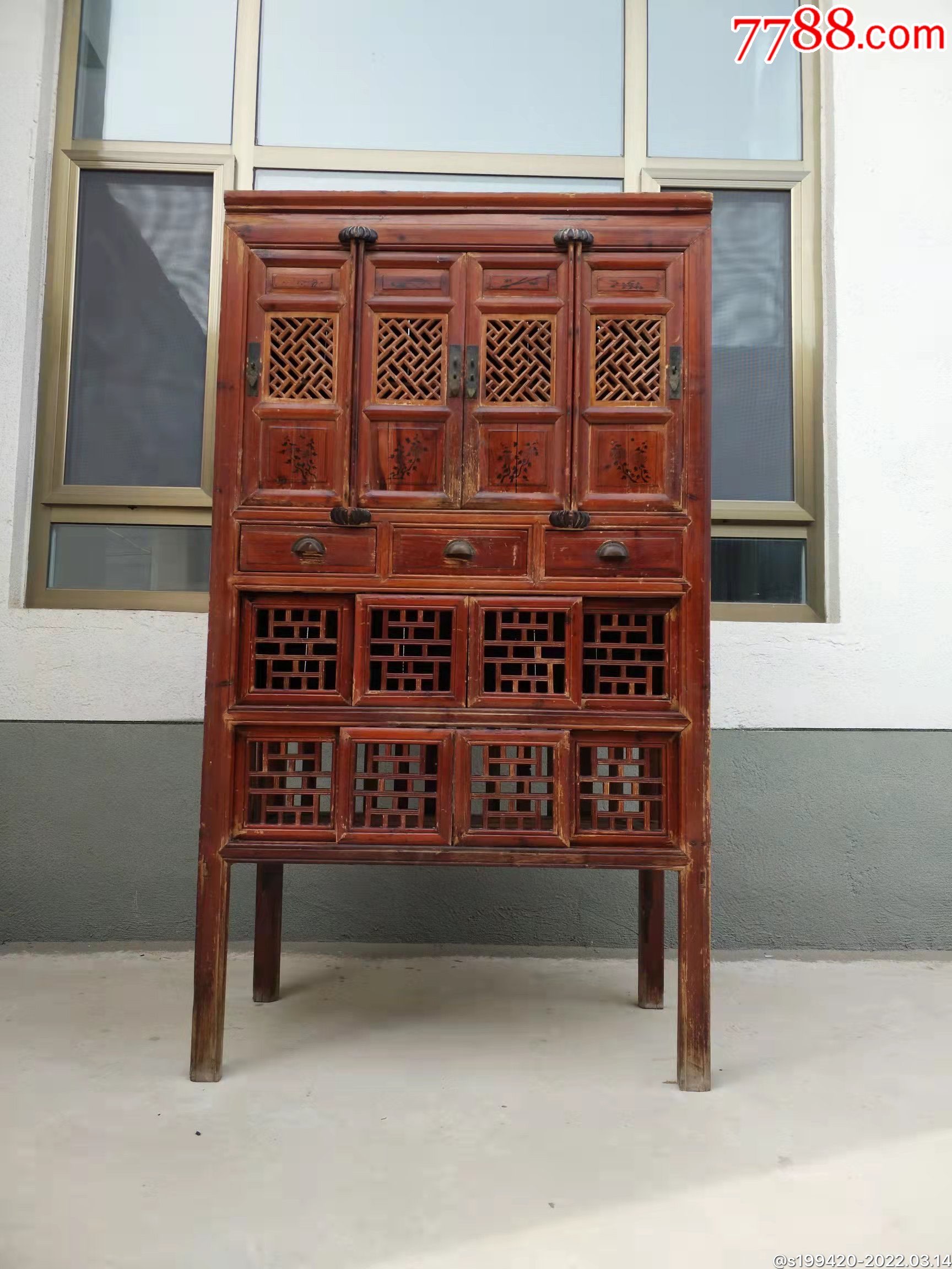 民国杉木书柜品相完整结实牢固长102宽53高180