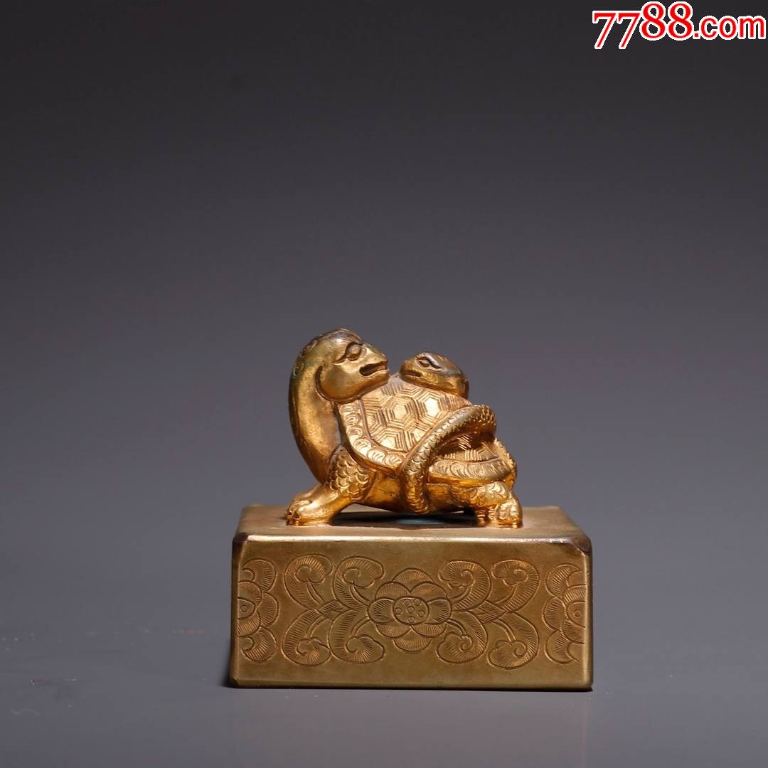 铜鎏金玄武钮印章