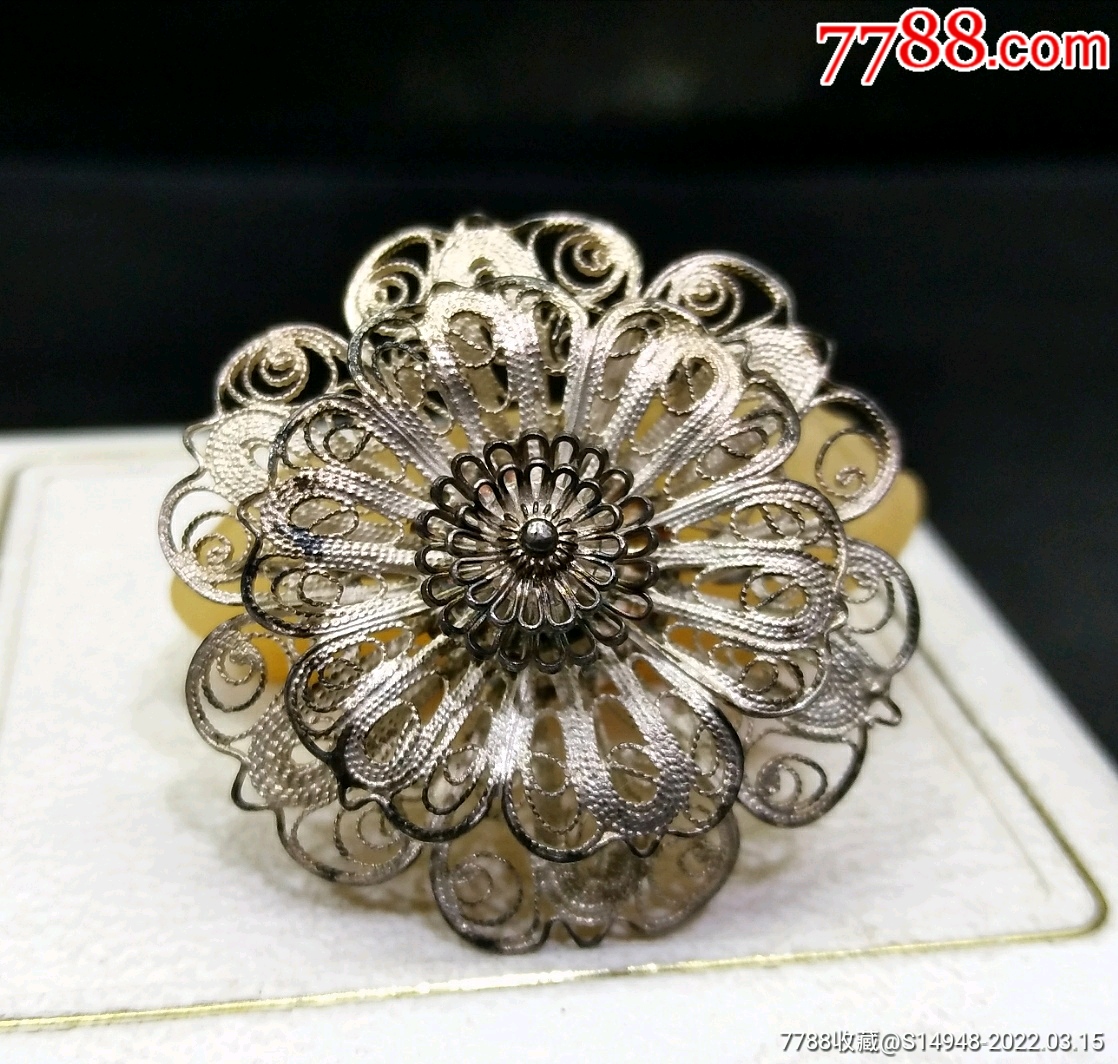 海外回流累丝花丝工艺胸针吊坠两用件