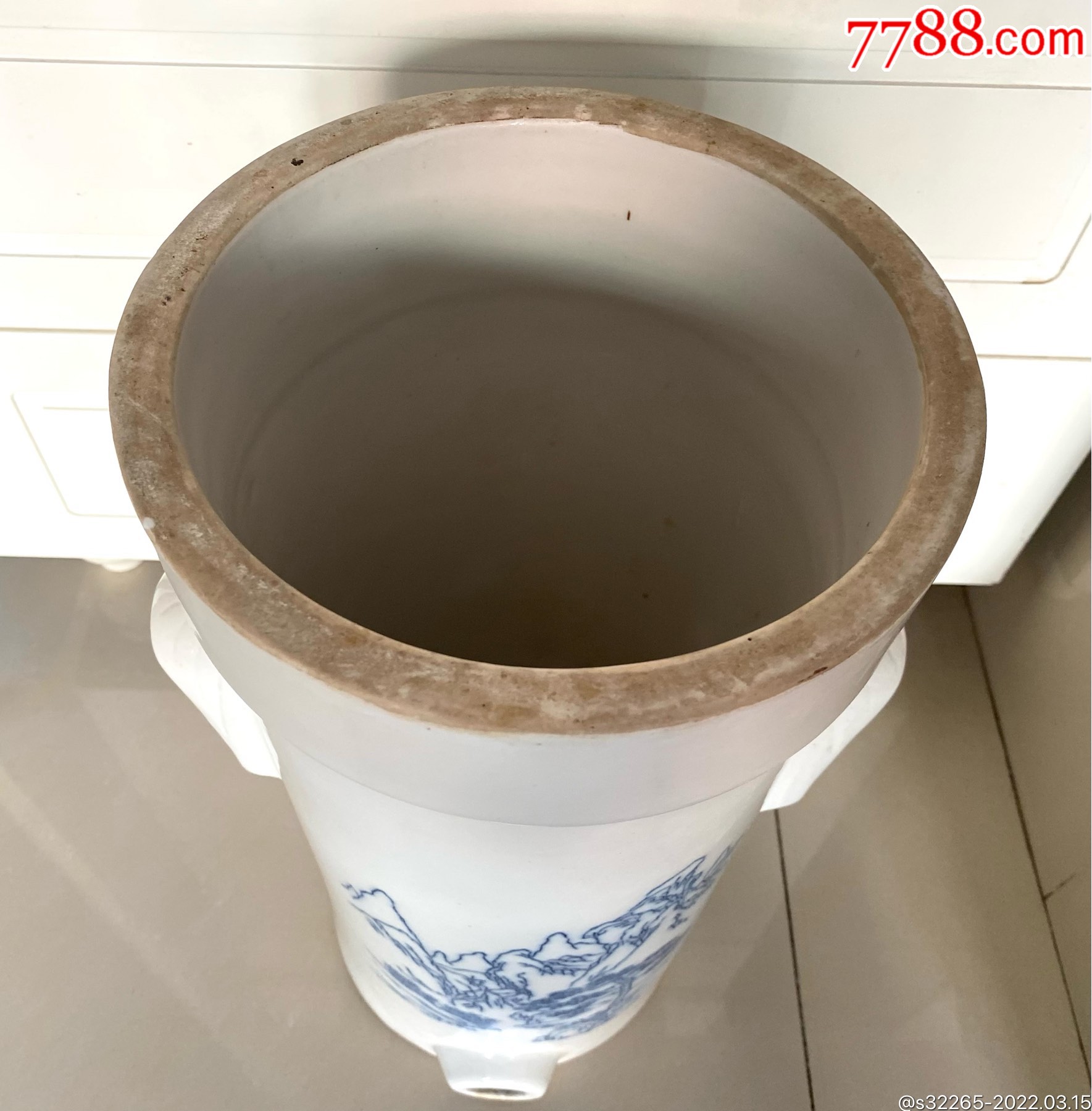 民国时期净水器陶瓷青花山水