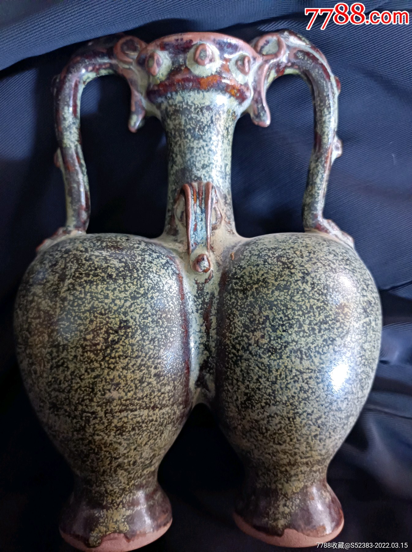 精品茶叶末釉双子连瓶