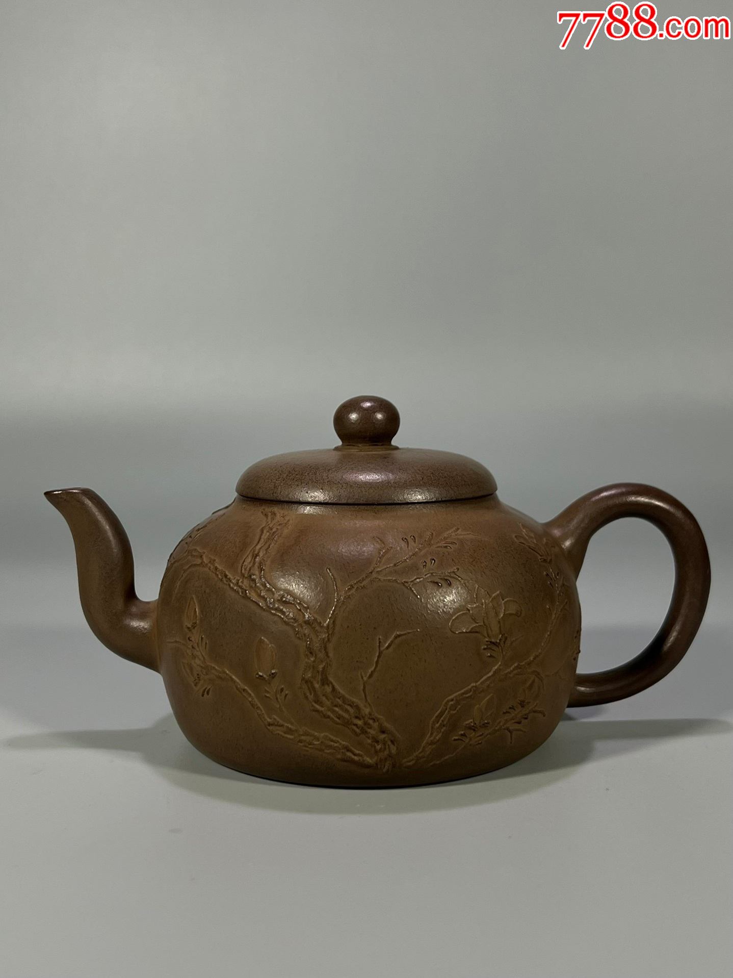 紫砂泥绘柿圆壶