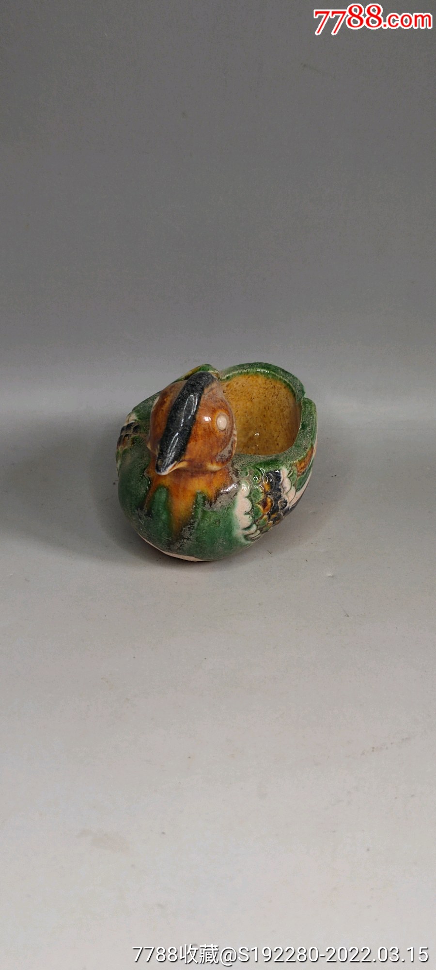 三彩鸟形水盂(工艺品).长9cm宽6cm高6cm._唐三彩_第2张_7788铜器收藏