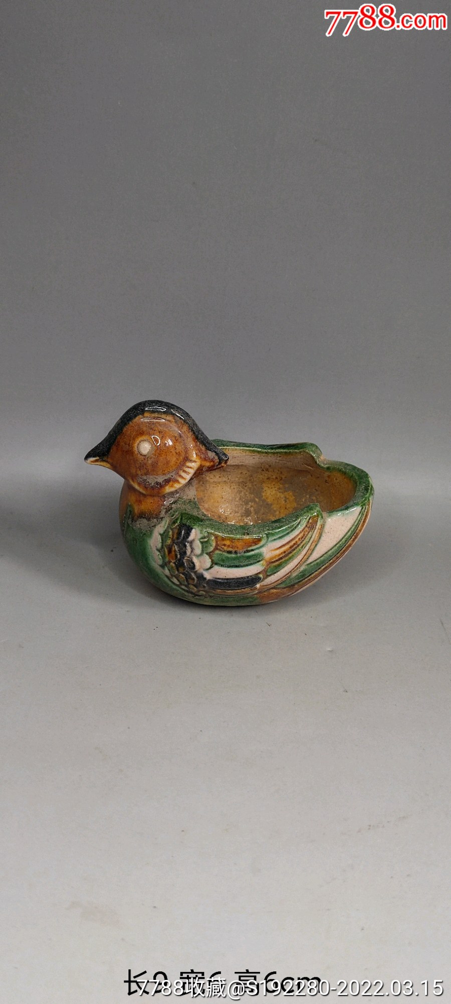 三彩鸟形水盂(工艺品).长9cm宽6cm高6cm._唐三彩_第7张_7788铜器收藏