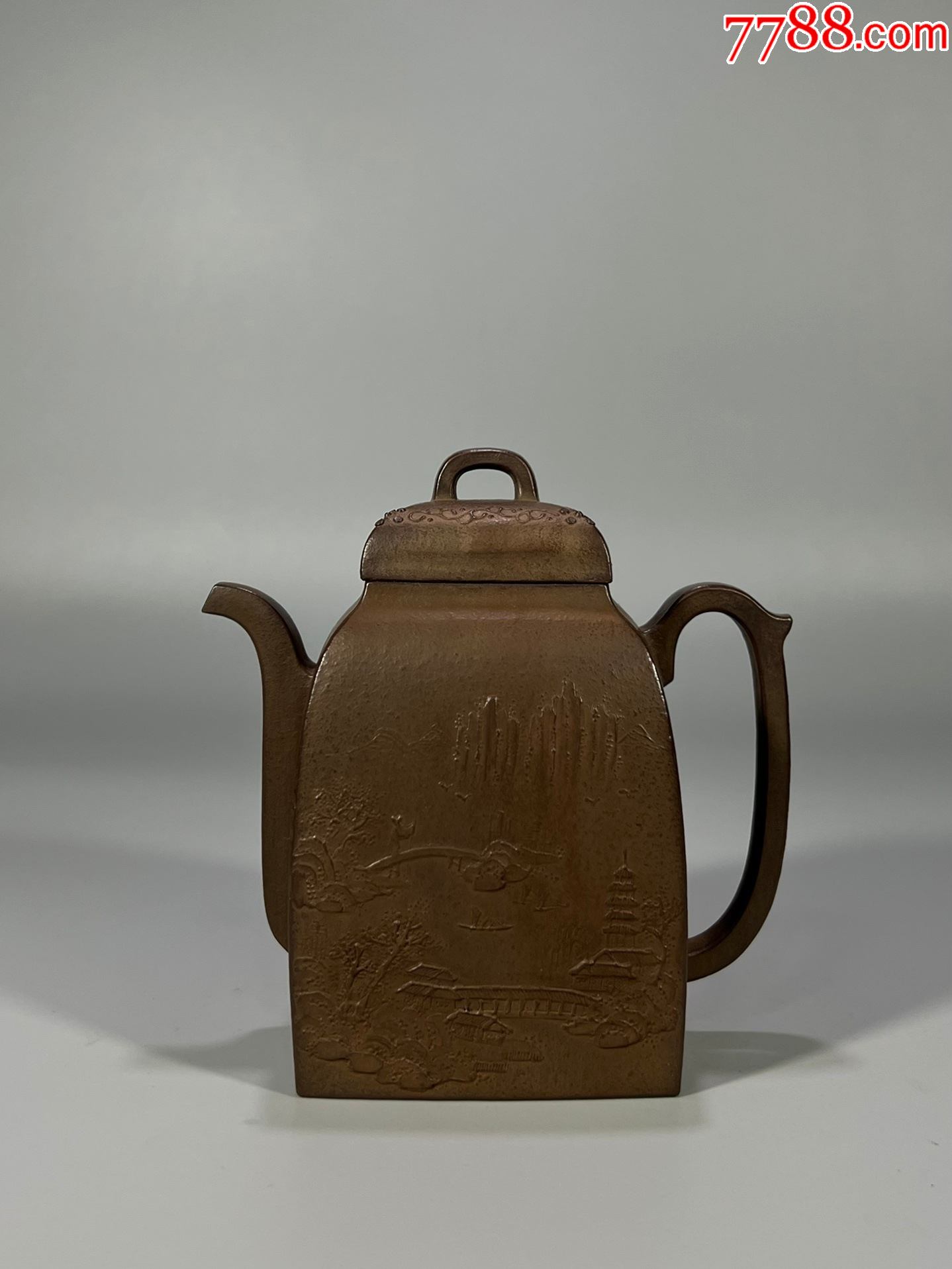 杨季初紫砂泥绘汉方壶