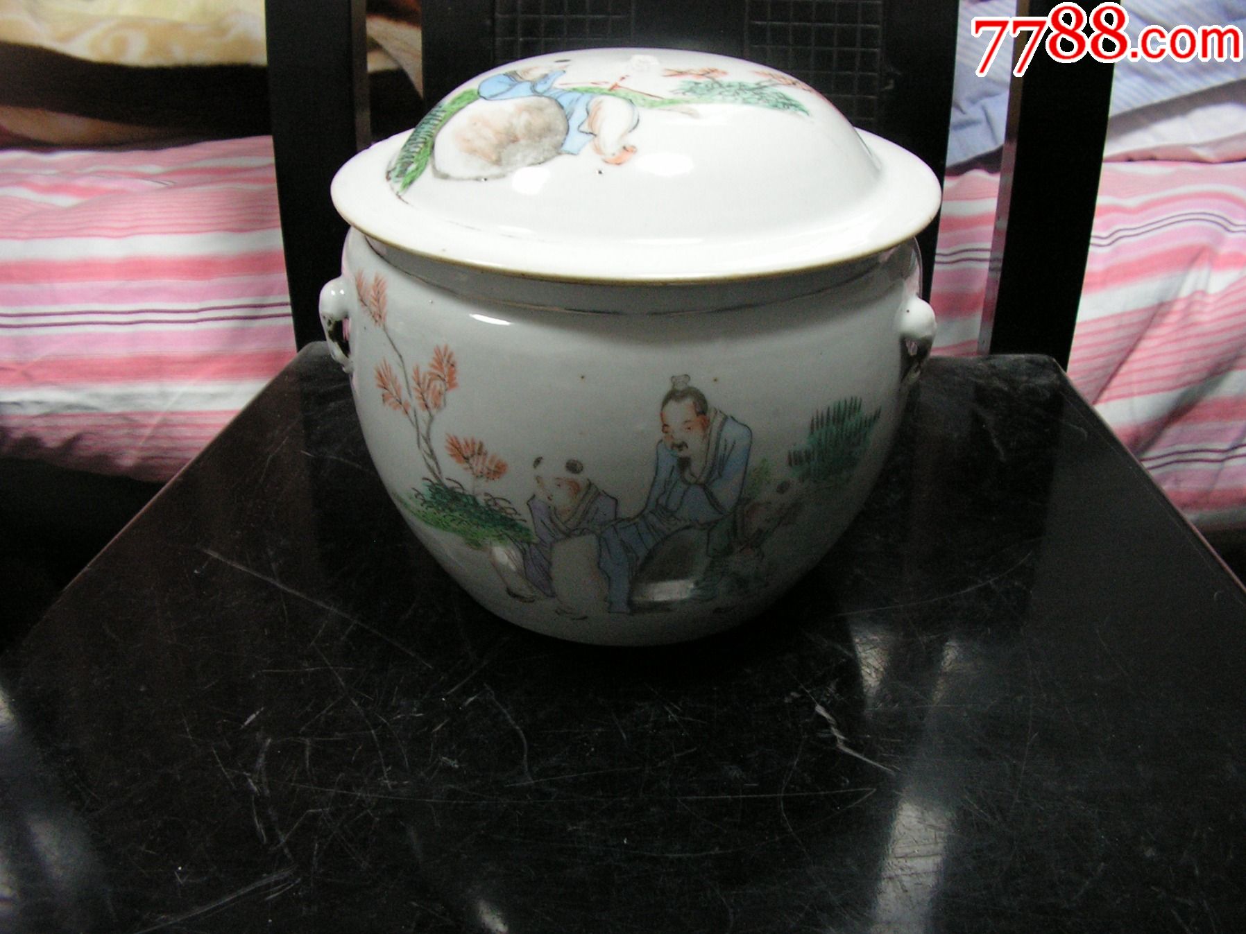 名家吉太祥早期浅降彩罐教子有方底罐全品