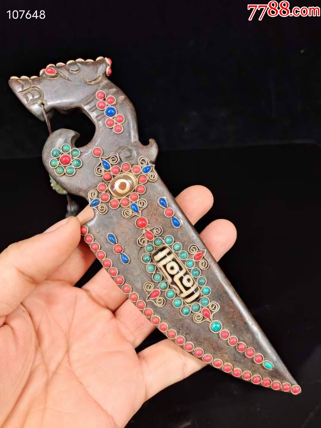 陨石镶嵌宝石刀可镇宅辟邪保平安