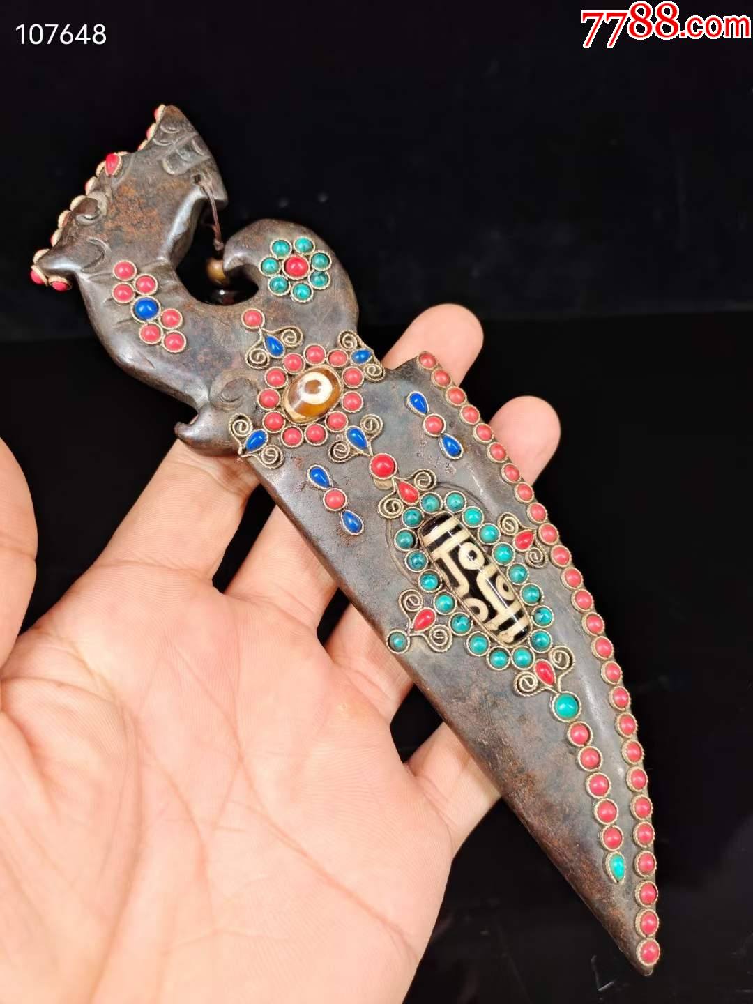 陨石镶嵌宝石刀可镇宅辟邪保平安