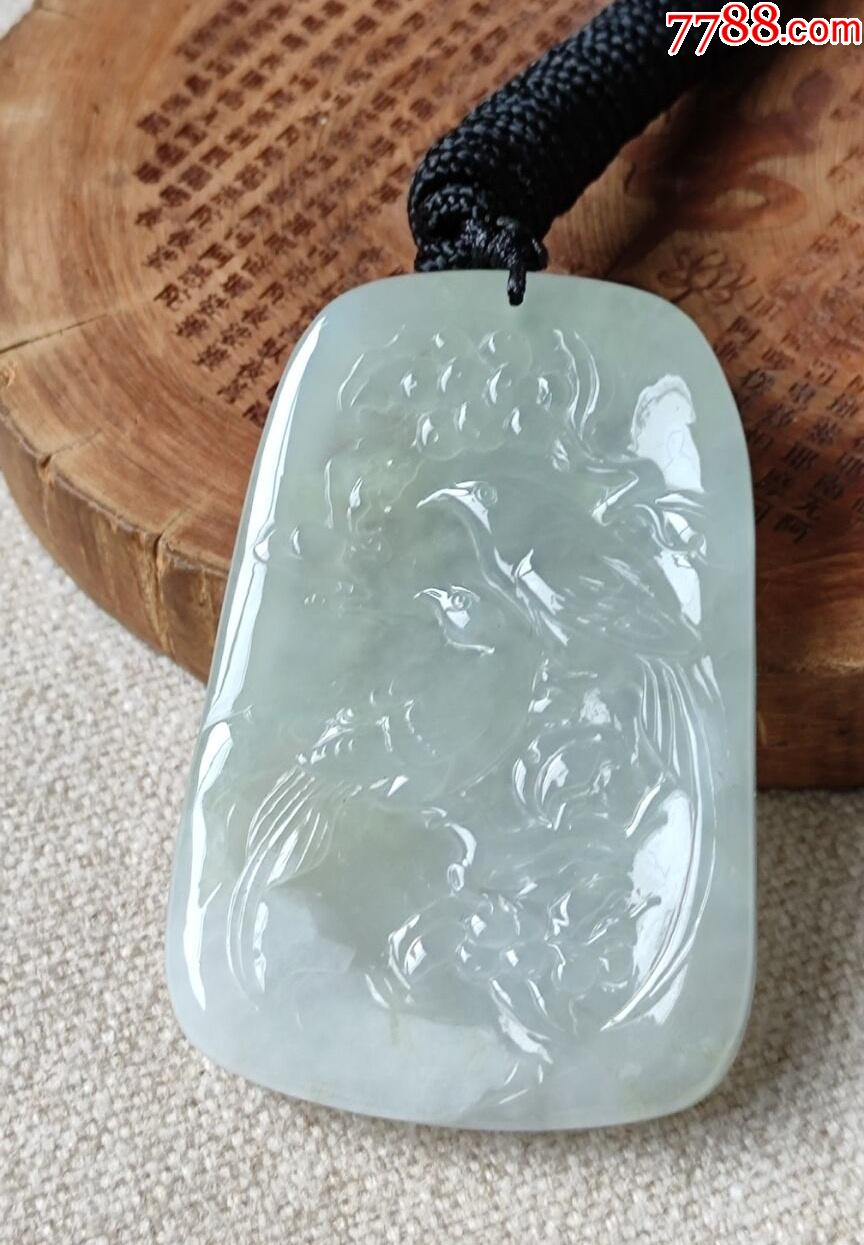 翡翠喜鹊双喜临门精雕种老冰起胶大件厚装