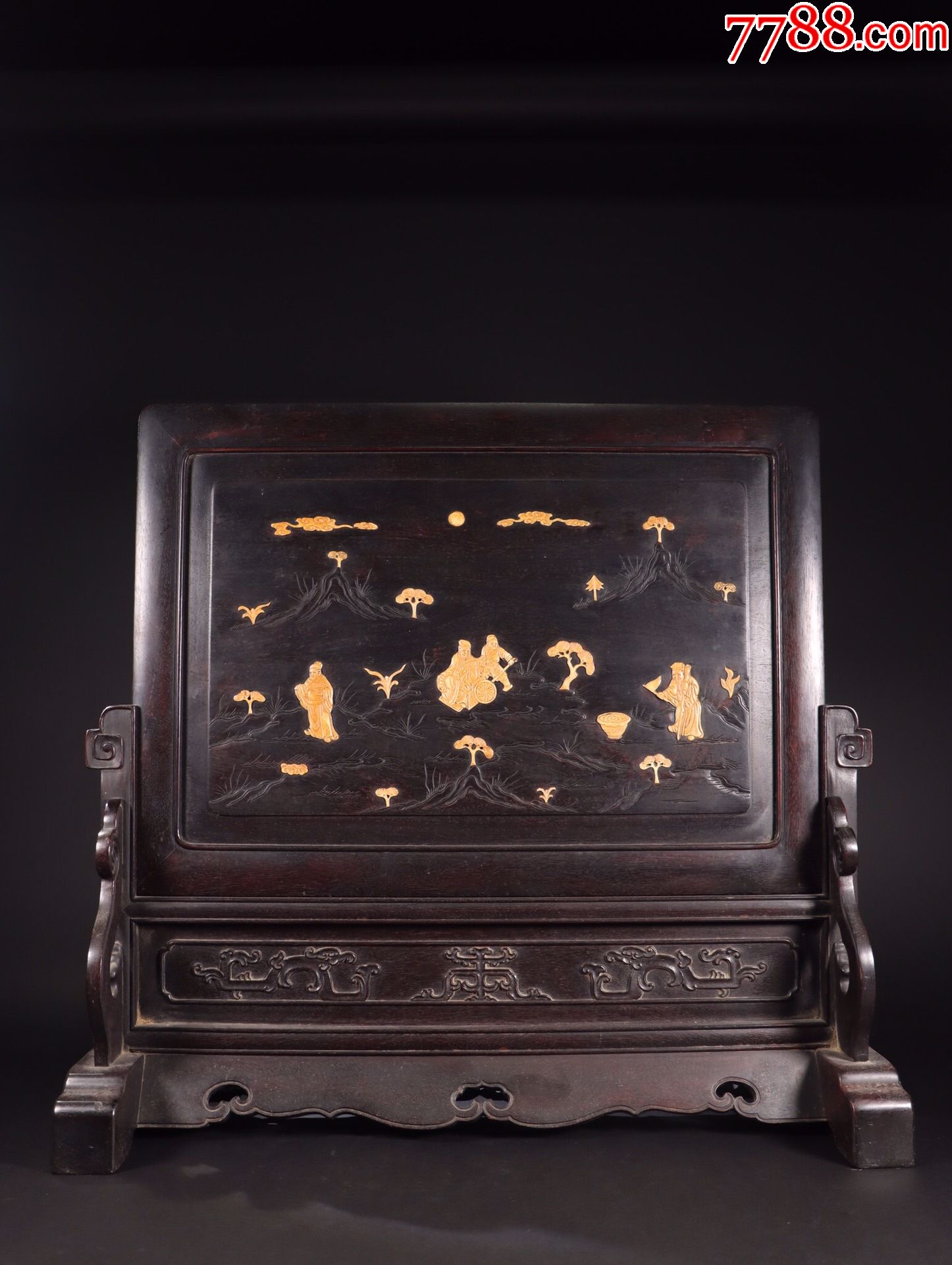 紫檀木人物故事插屏