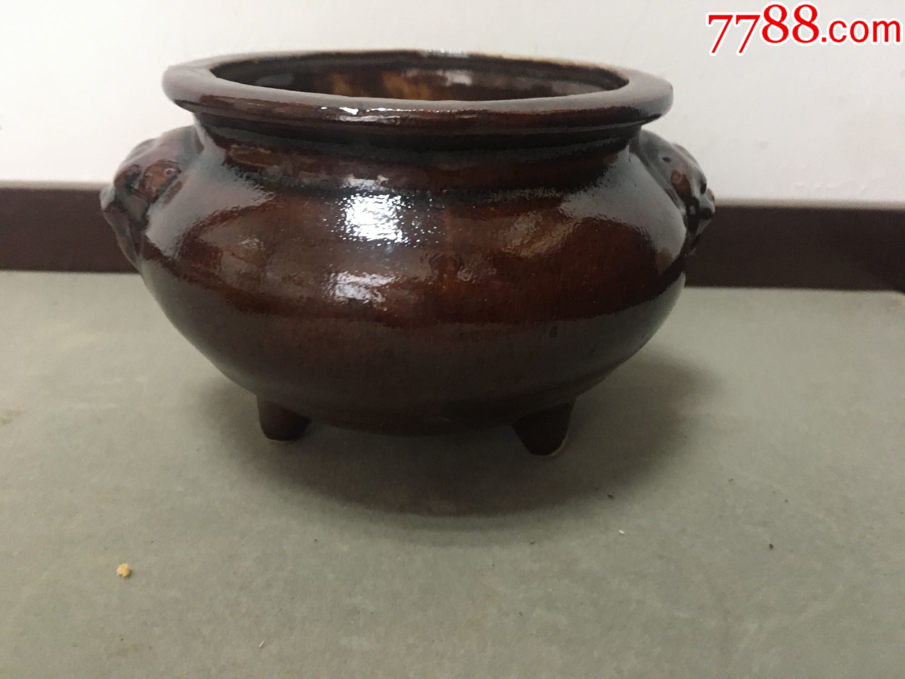 民国时期双狮头三足香炉_黑瓷/天目瓷_雅古屋【7788收藏__收藏热线】