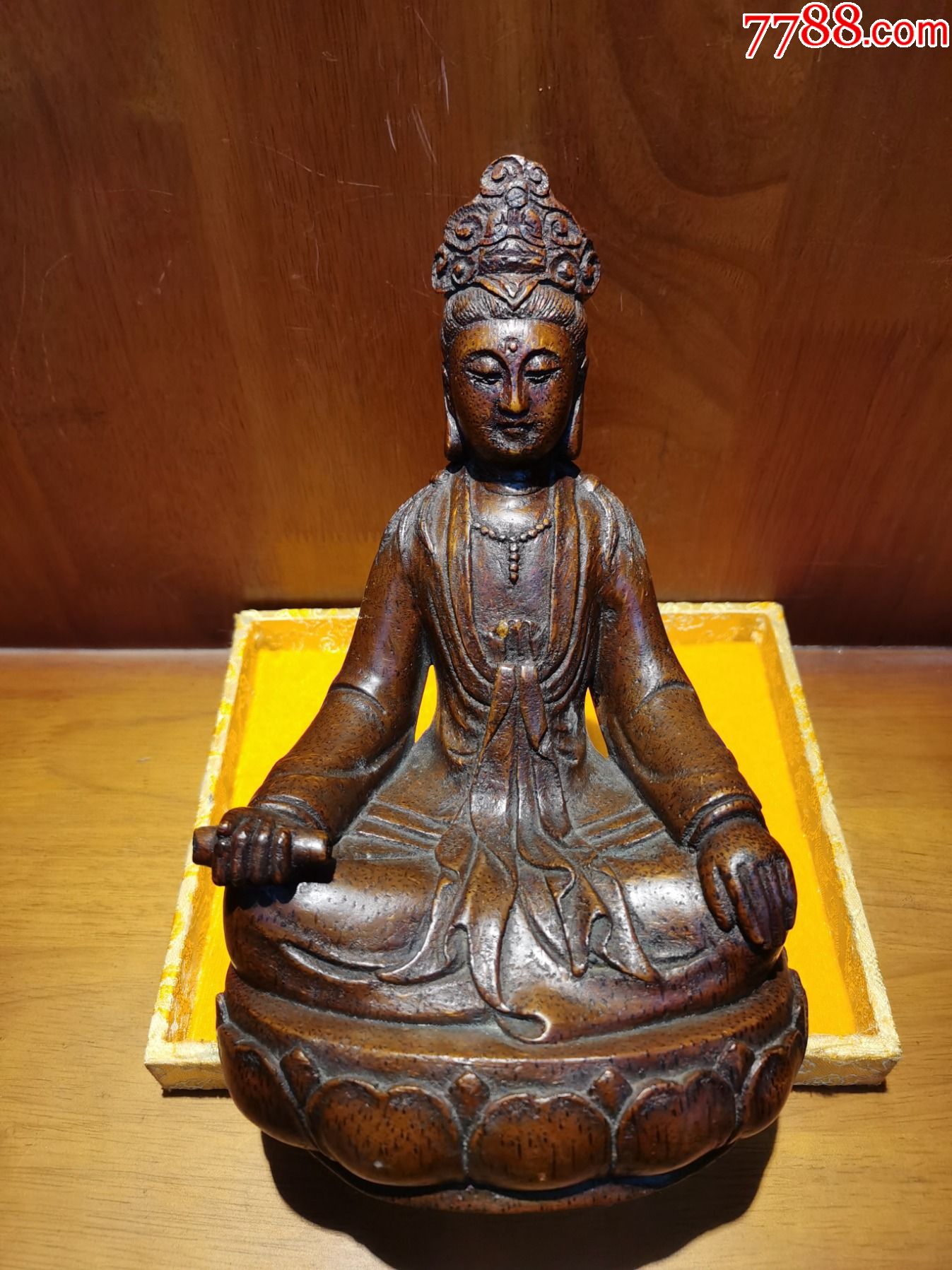 文房雅玩清代竹刻观音菩萨像摆件