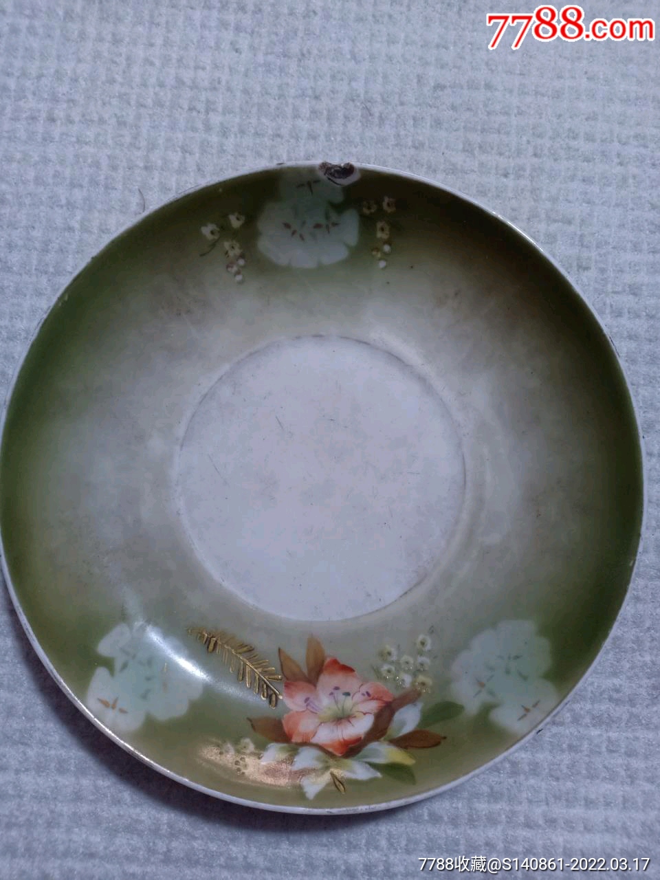 民国俄国商号定制瓷制花卉瓷茶盘底部俄文款带苏联工农红军军徽1525cm