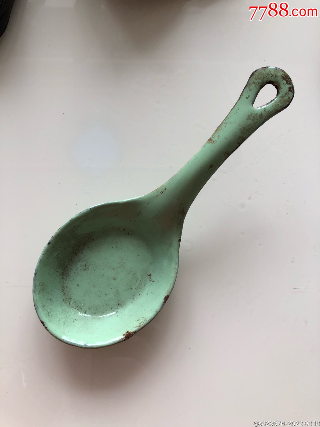 1962年上海耐酸搪瓷厂大汤匙一把1962年搪瓷大勺子一把上海耐酸搪瓷厂